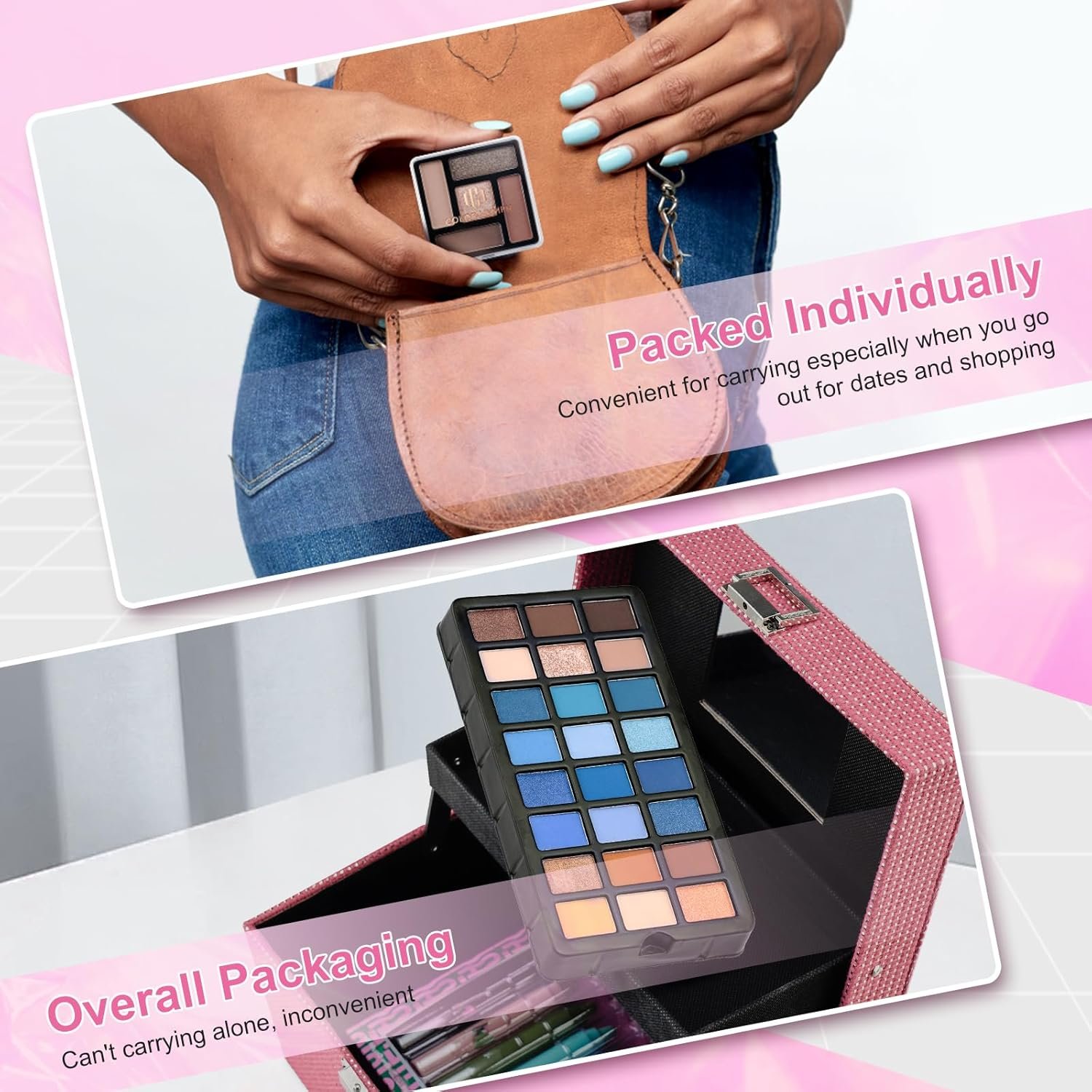 Color Nymph Starter Makeup Kit for Tweens Girls, Train Case for Women Full Kit with Eye Shadow, Lipstick, Blush, Brushes, Lipgloss, Mascara, Brow Wax and Mirror Pink Full Starter Cosmetics Set - Image 7