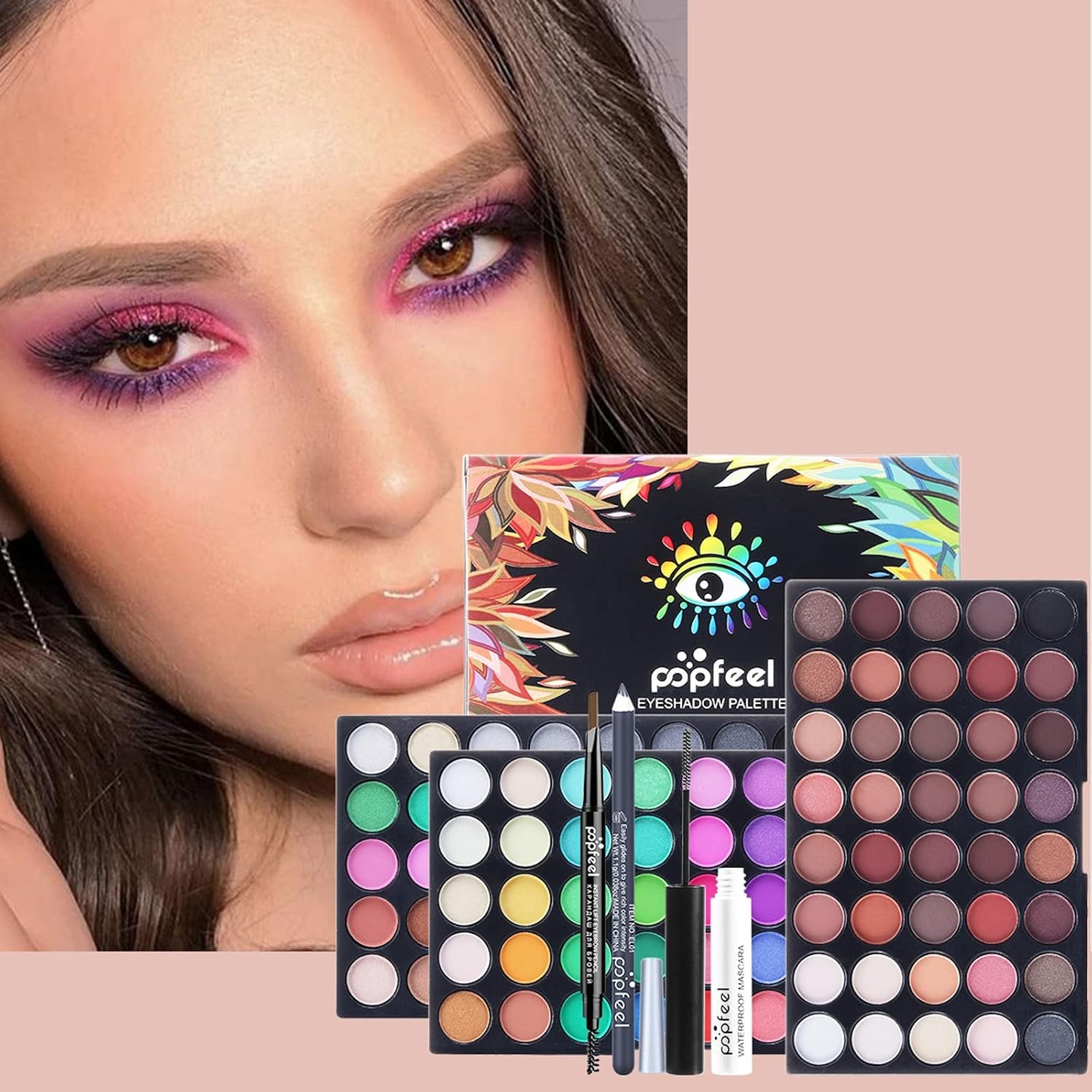 PhantomSky All in One Makeup Set Holiday Box, Essential Starter Bundle Include Eyeshadow Concealer Lipstick Lip Gloss Eyeliner Eyebrow Pencil Lip Balm Face Powder, Full Makeup Kit for Women Girls - Image 9