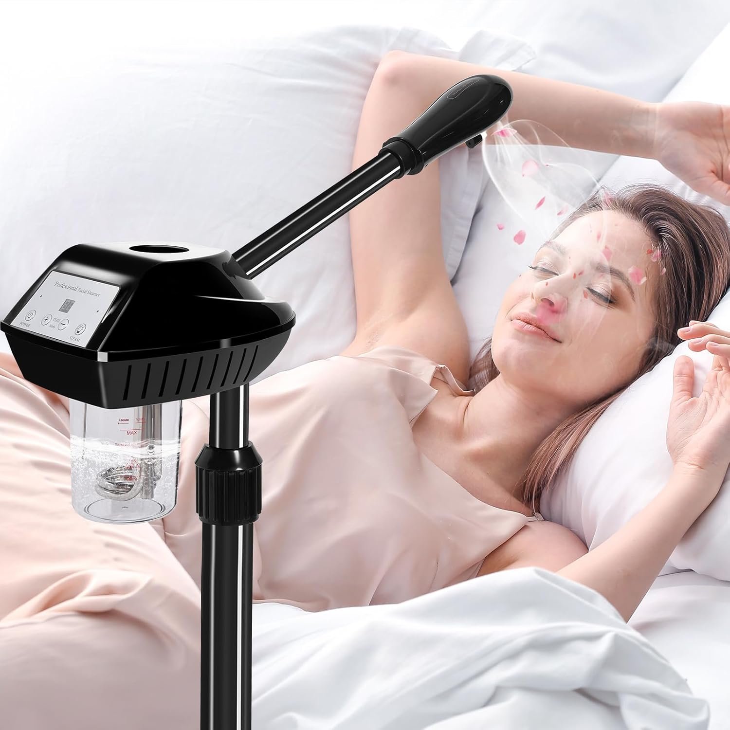 Professional Facial Steamer on Wheels,Gold Ozone Steamer for Face with 30-Minutes Timer,Spa Face Steamer for Deep Facial Cleansing (FS -001, 24-Balck) - Image 2