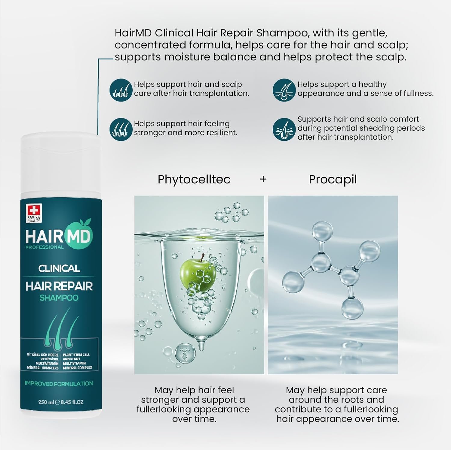 HairMD Post-Transplant Hair Care Set - 3-Month Exclusive Treatment with Shampoo, Serum, Multivitamin, Meso Formula - Advanced Products with Biotin, Keratin, Collagen - Image 2