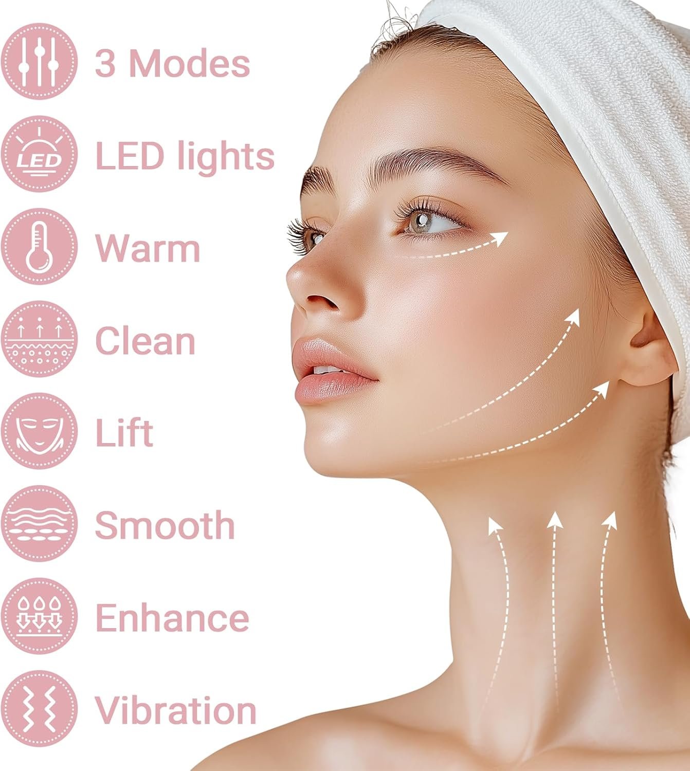 Neck Facial Massager, Light Face Neck Massager for Skin Care, Multifunctional Facial Skincare Tools with Vibration, at Home - Image 2