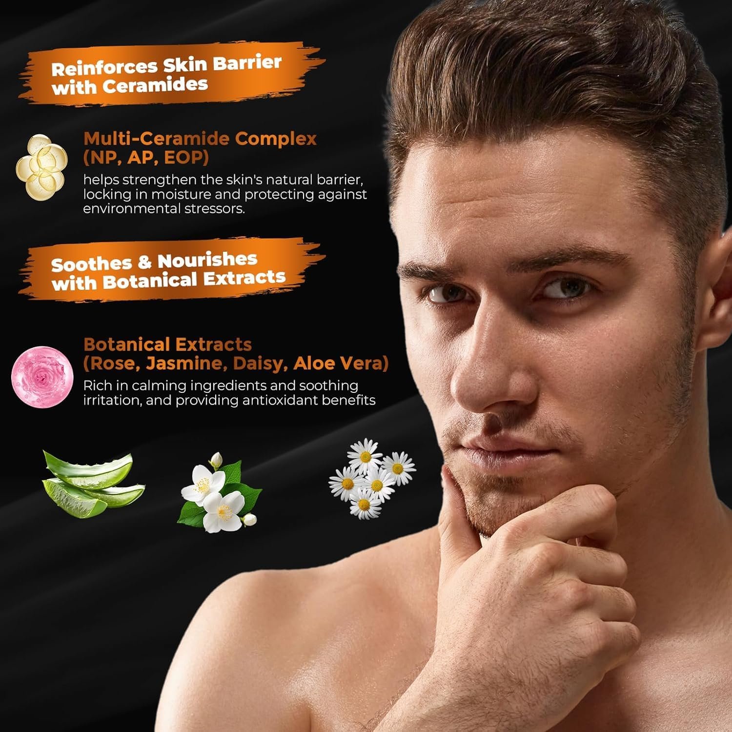 Gift for Men Skincare Men's Skin Care Facial Kit Complete Routine Kit with Niacinamide & Ceramides - Face Cleanser, Scrub, Toner, Serum, Moisturizer Cream, Lip Balm - Christmas, Valentine's Day Gifts - Image 5
