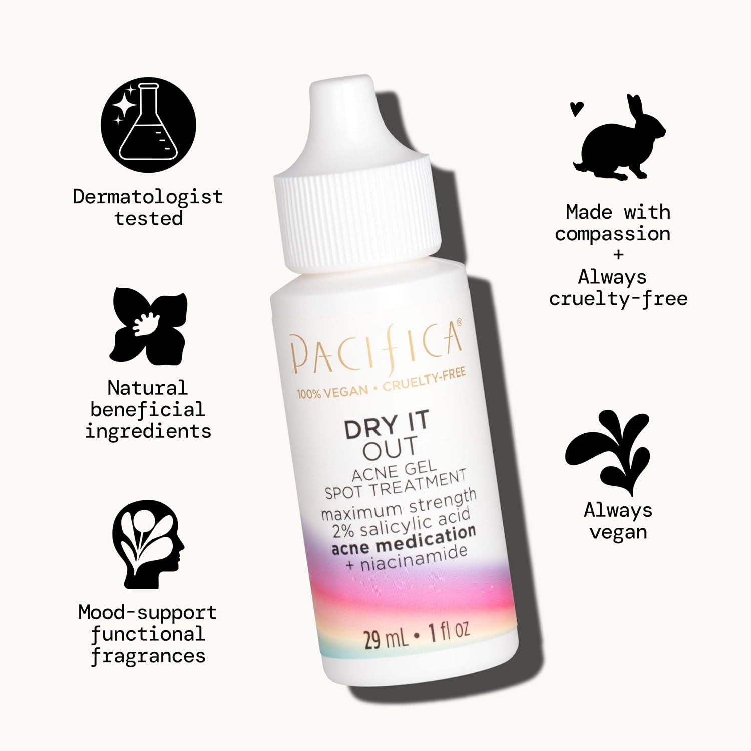 Pacifica Acne Spot Treatment & Pimple Cream – Dry It Out Gel with 2% Salicylic Acid, Witch Hazel, Niacinamide – Dries Blemishes Overnight, Fights Breakouts & Redness, For Teens & Adults, Vegan Clean - Image 8