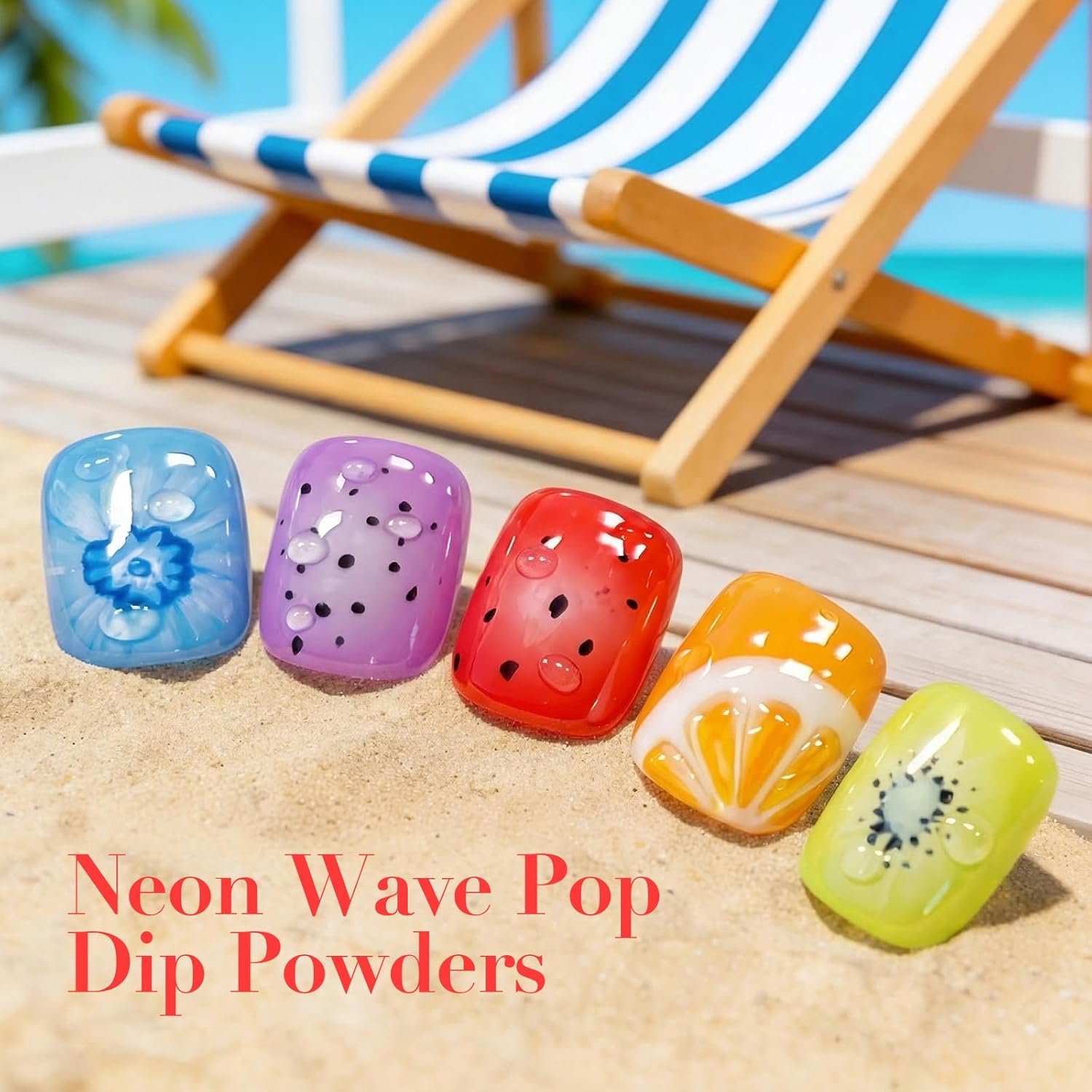 AzureBeauty 6 Colors Vibrant Neon Jelly Dip Powder Nail Kit, Bright Summer Jelly Nail Colors, French Nail Art Manicure DIY, No UV Lamp Required - Image 2