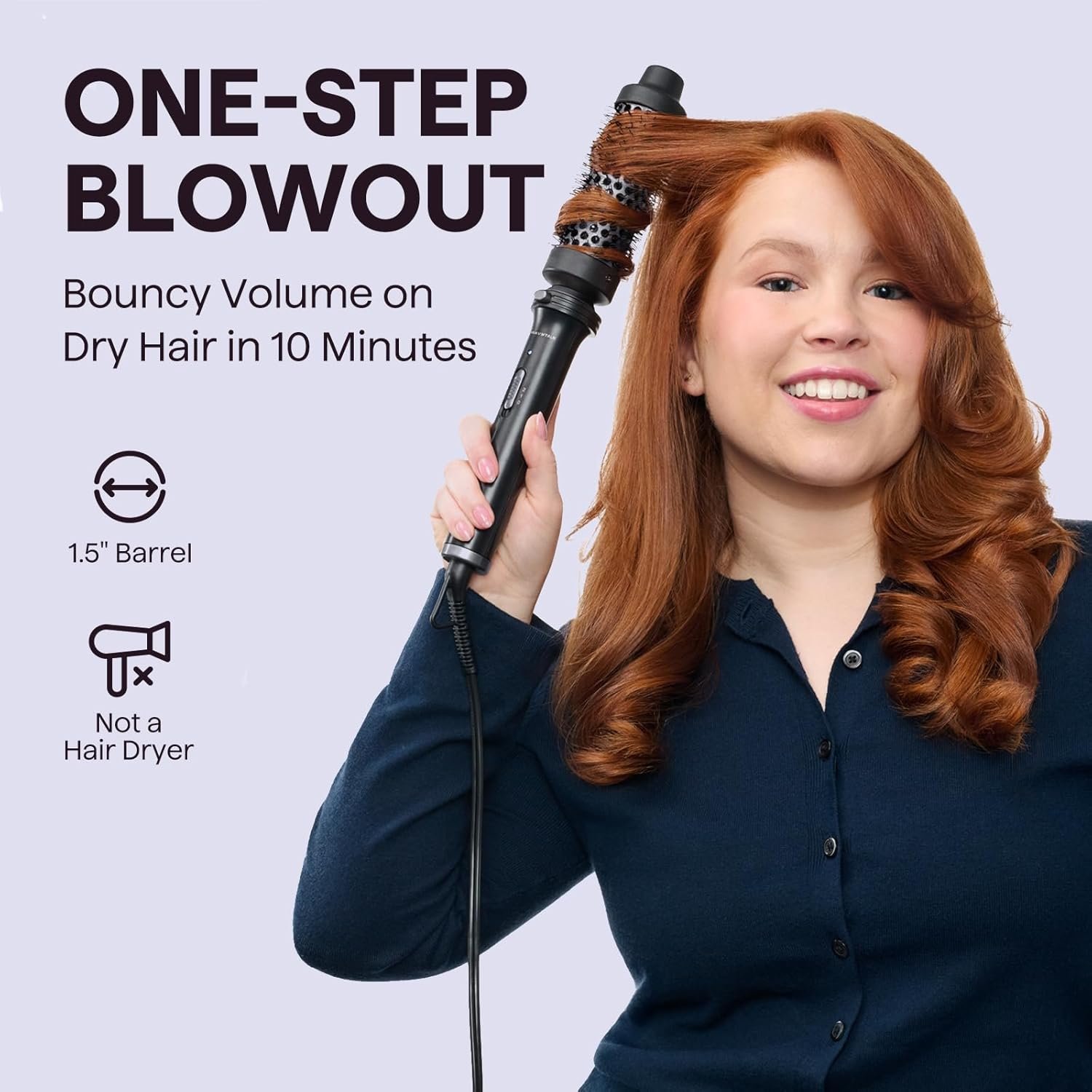 Wavytalk Thermal Brush, 1 1/2 inch Heated Round Brush with Detachable Head, Velvet Pouch and Dual Voltage for Travel, Easy to Create Blowout Look, Classic Black - Image 2