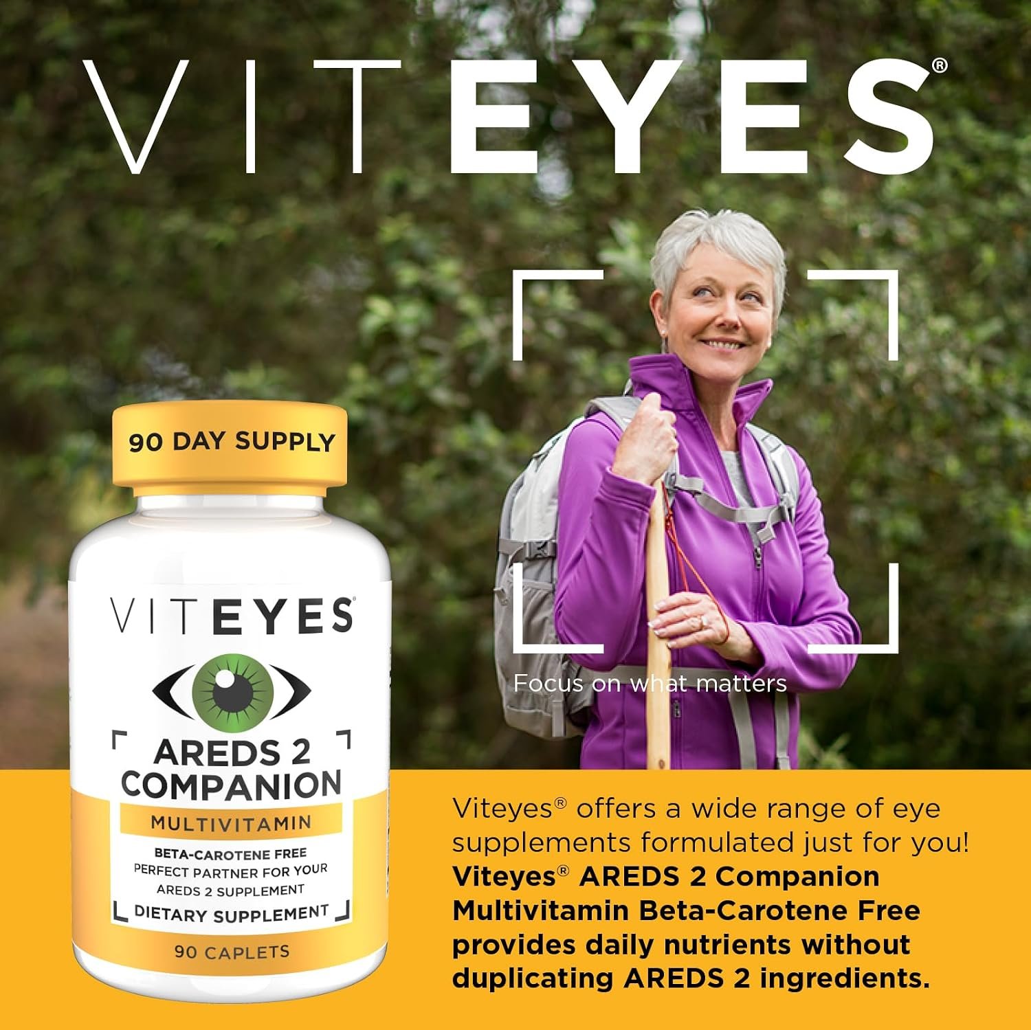 Viteyes Classic AREDS 2 Companion Beta-Carotene Free Multivitamin Supplement, Comprehensive Multivitamin Formula for AREDS 2 Users, 90 Caplets - Image 2