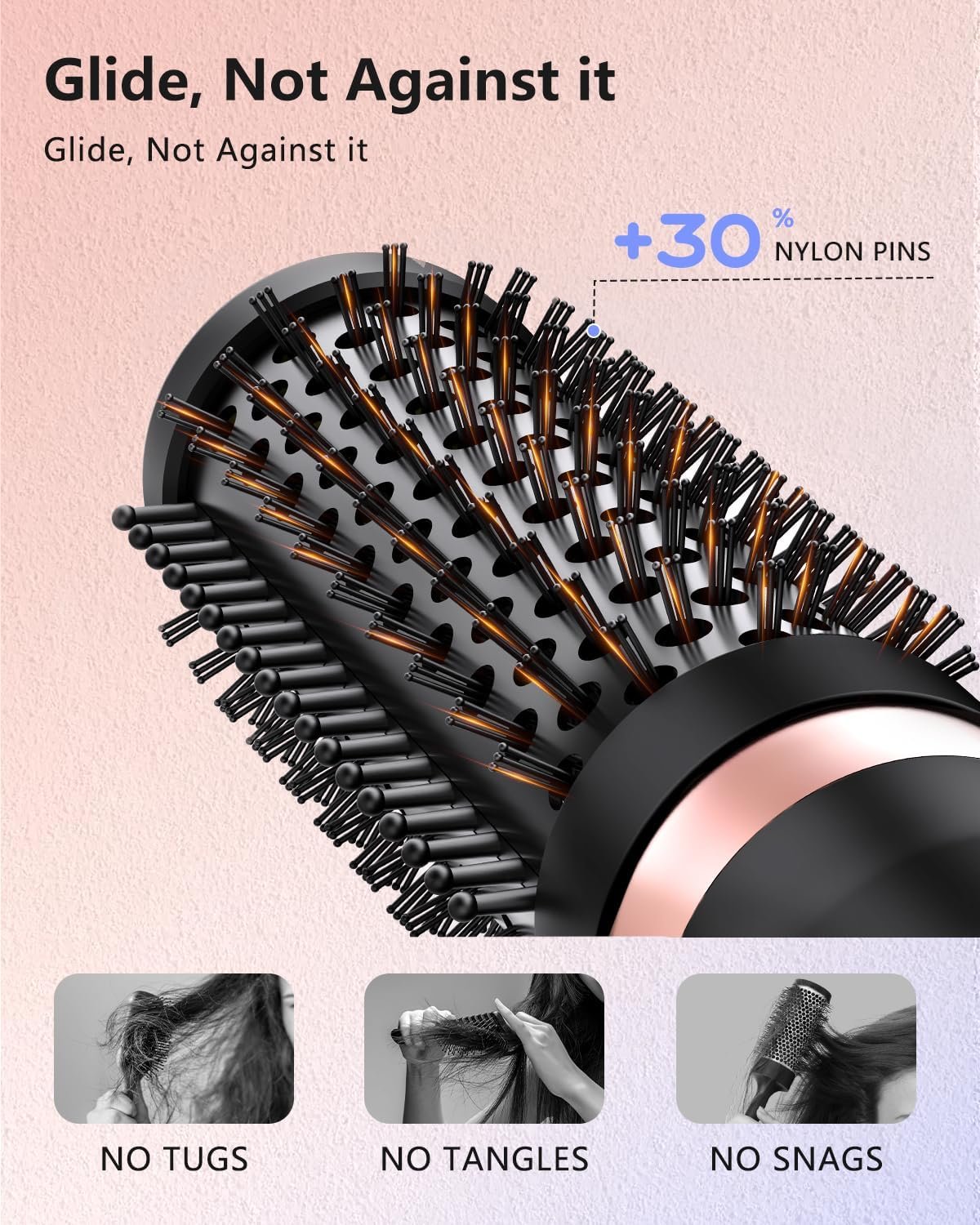 Hot Air Brush, Updated Version Thermal Brush & Hair Dryer Brush One Step Volumizer, High-Speed 1.5 Inch Negative Ion Blowout Express Thermal Round Brush Salon-Quality Blowouts, Hair Shinier & Smoother - Image 3
