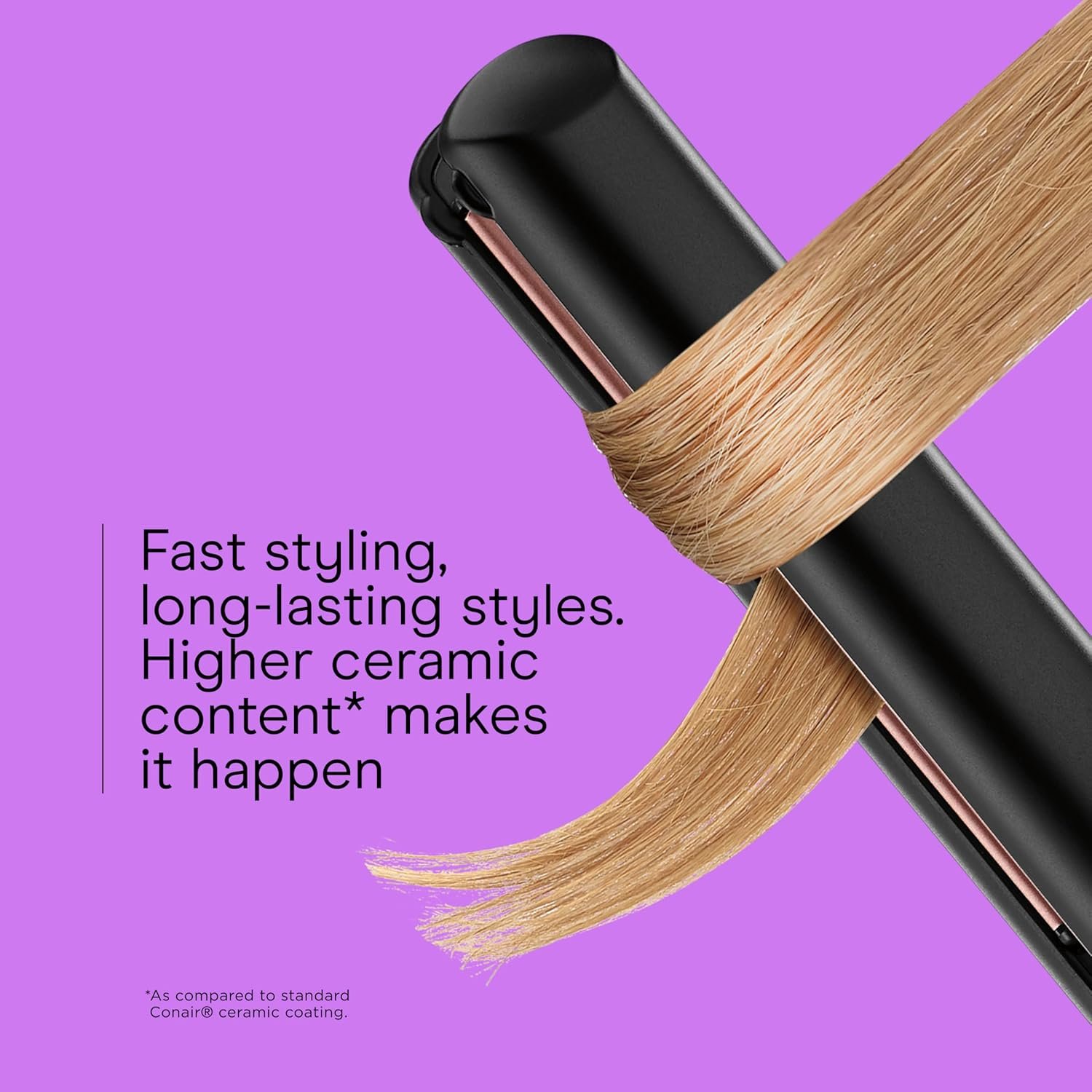 INFINITI PRO CONAIR Rose Gold Ceramic Flat Iron Hair Straightener, 1-Inch Flat Iron with Extra-Long Plates, including a Floating Plate, Advanced Heat Technology, Black - Image 3