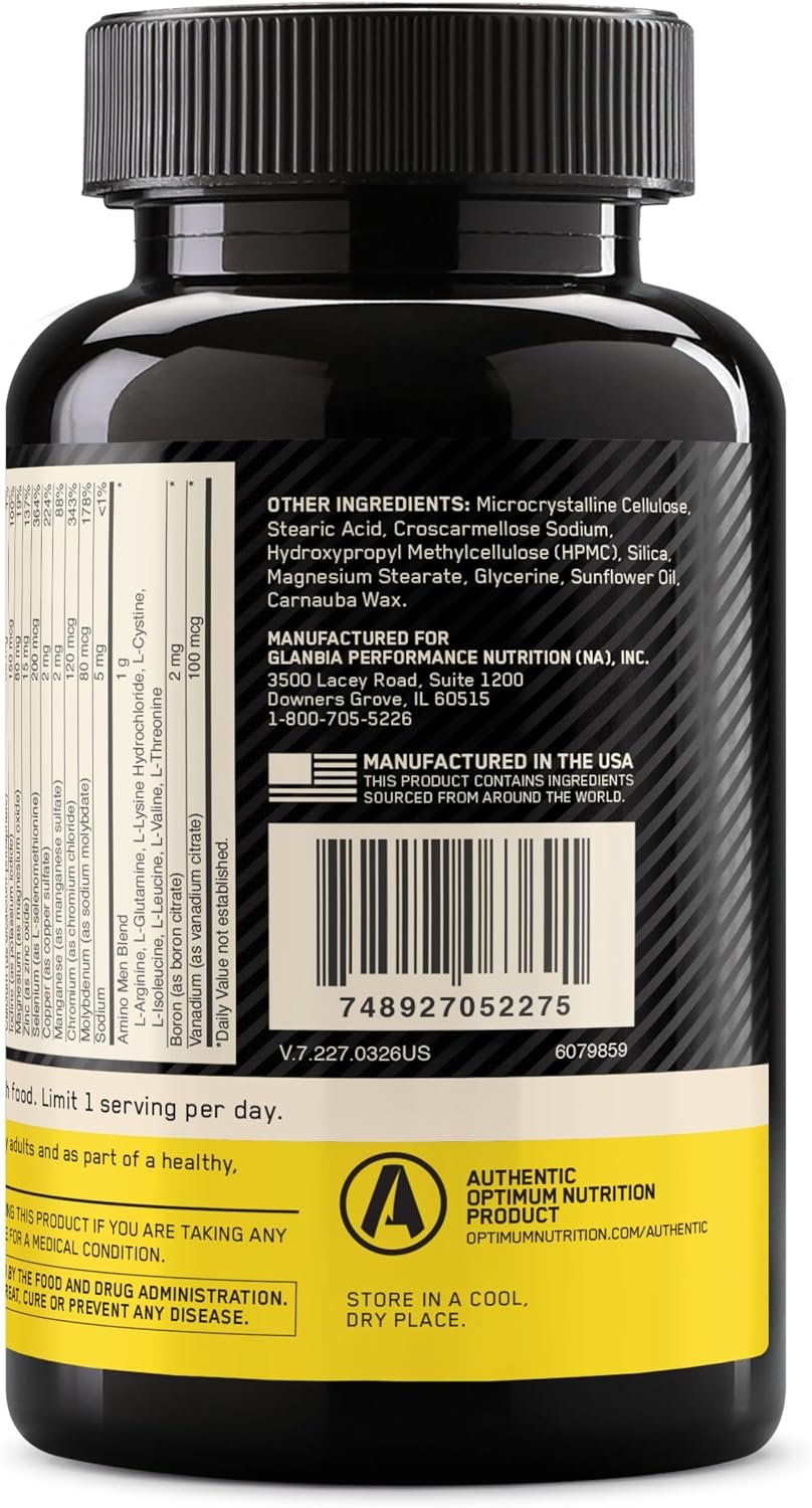 Optimum Nutrition Opti-Men, Vitamin C, Zinc and Vitamin D, E, B12 for Immune Support Mens Daily Multivitamin Supplement, 150 Count (Packaging May Vary) - Image 8