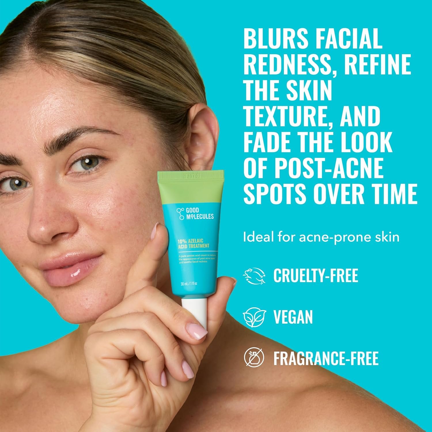 Good Molecules 10% Azelaic Acid Treatment for Face – Blurs Facial Redness & Evens Skin Tone – Brightens the Look of Dark Spots & Refines Texture – Vegan & Fragrance-Free Skincare (30ml / 1.01 fl oz.) - Image 2