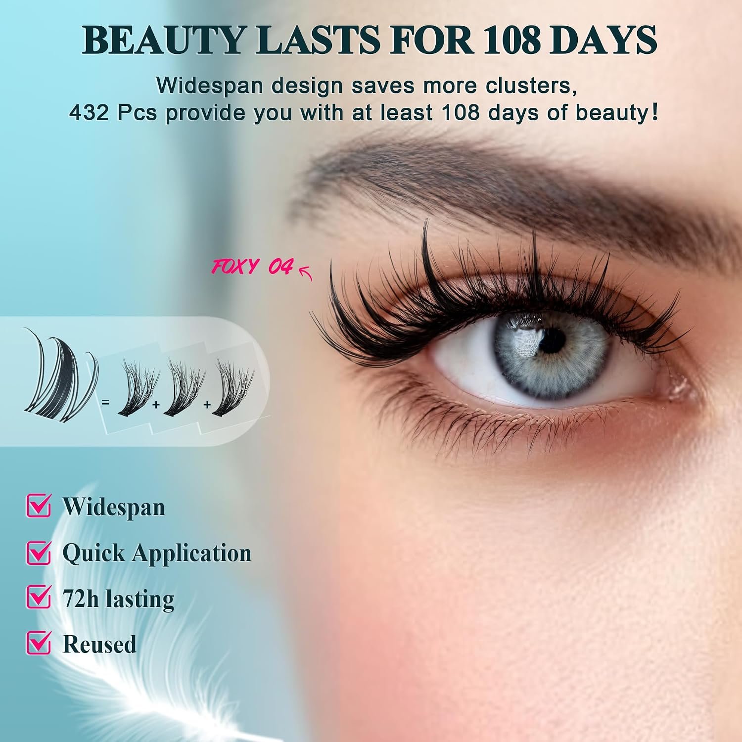 Vasa Muse Premium Lash Clusters Kit Lashes Wispy Lash Clusters Natural Eyelash Clusters Spiky Fairy Eyelash Extension Kit invisible Band Eyelashes with Bond & Seal for DIY 10-16mm 0.05mm - Image 5