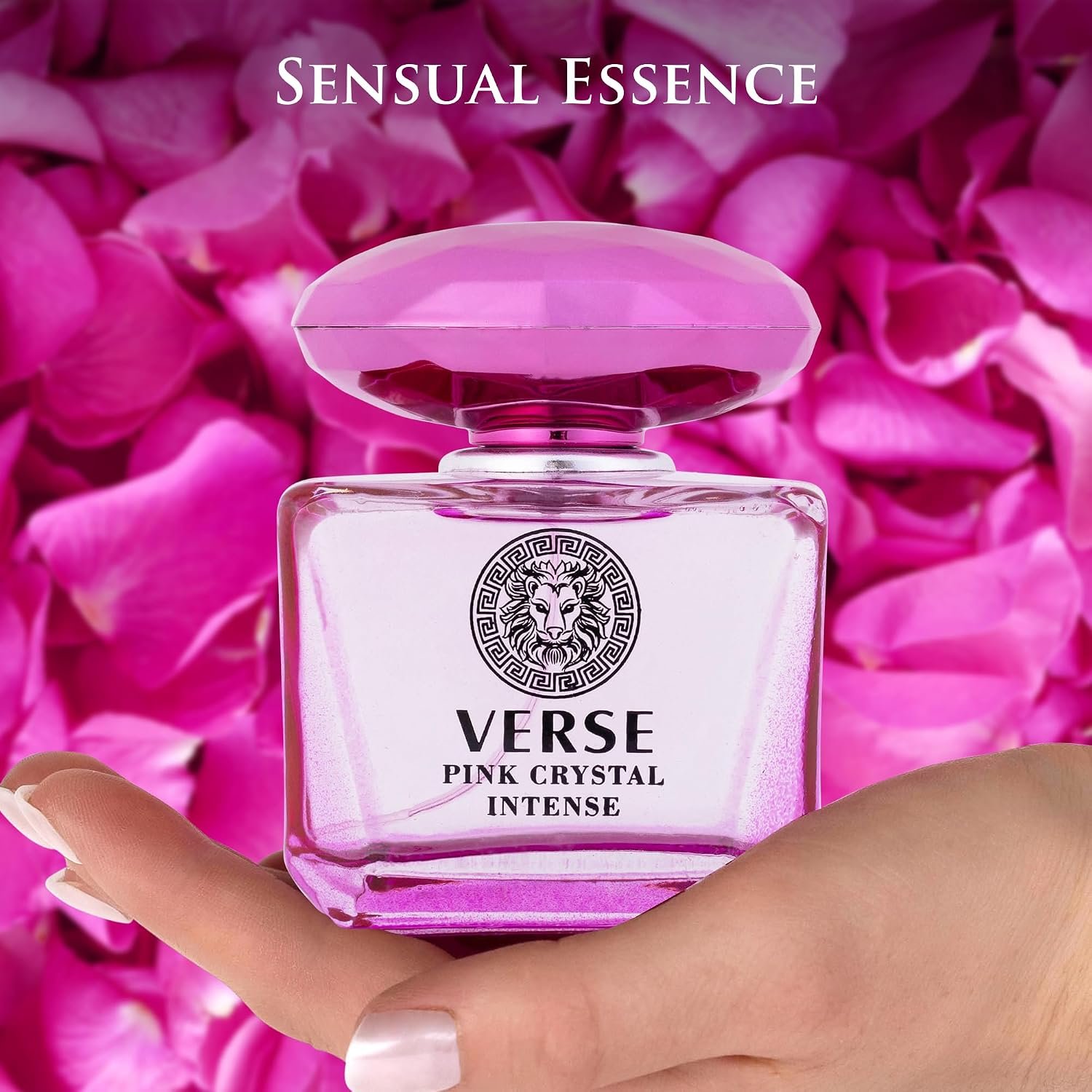 Verse Pink Crystal Intense for Women 3.4 fl Oz - Fruity & Floral Scents of Raspberry, Peony, Magnolia & Lotus Flowers - Base Notes of Amber, Vibrant Musk & Deep Mahogany Wood - Elegant 100ml Bottle - Image 7