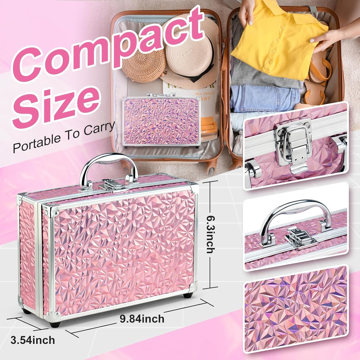 Color Nymph Starter Makeup Kit for Tweens Girls, Train Case for Women Full Kit with Eye Shadow, Lipstick, Blush, Brushes, Lipgloss, Mascara, Brow Wax and Mirror Pink Full Starter Cosmetics Set - Image 6