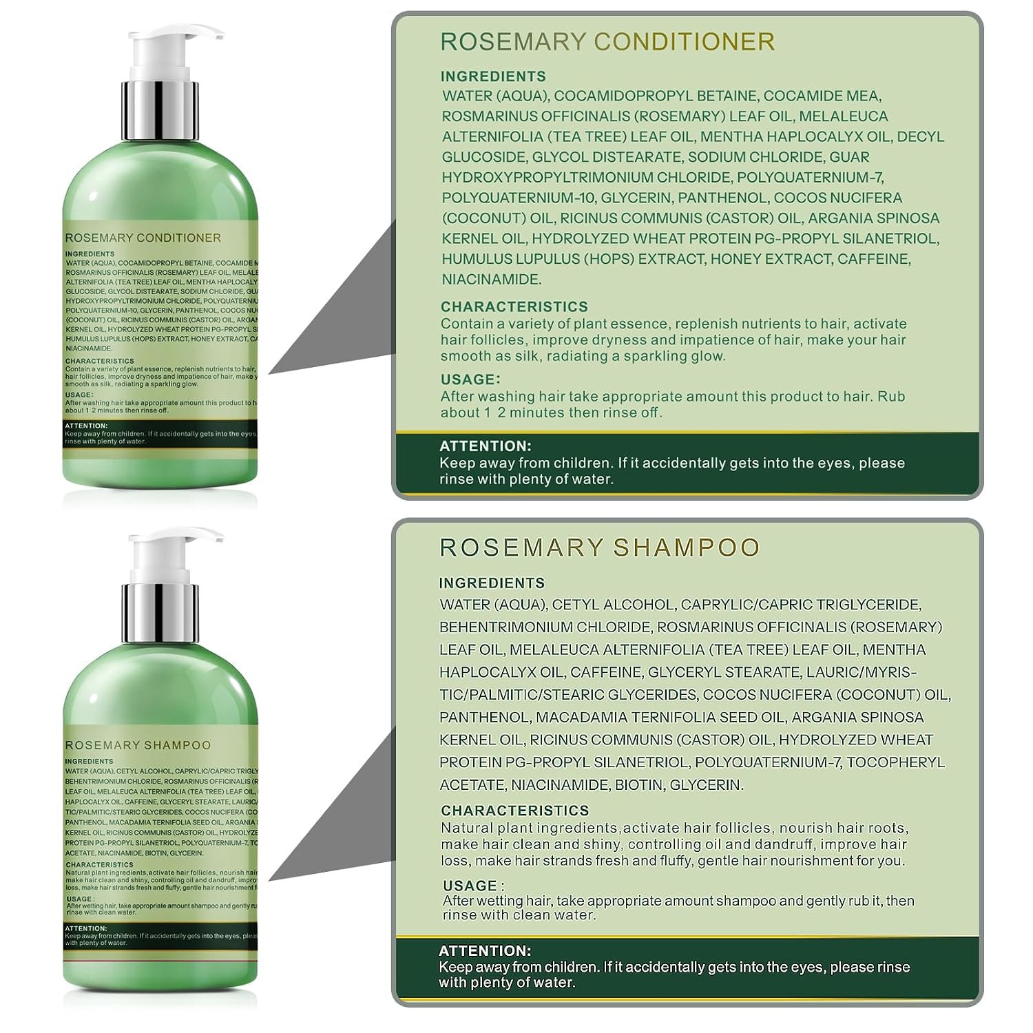 Rosemary Hair Growth Shampoo and Conditioner Set: Thickness & Anti Hair Loss Shampoo and Conditioner with Tea Tree Oil Mint Biotin – Strengthening Formula for Men & Women, Thinning & Damaged Hair Care - Image 7