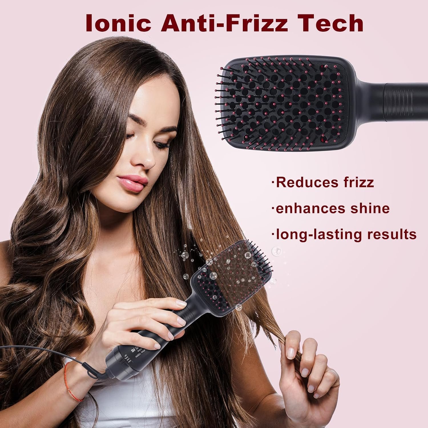Sonew 2 In 1 Hair Dryer Brush & Straightener Blow Dryer Brush with Negative Ions Detangles & Smooths Hair Reduces Frizz & Static Styler - Image 5
