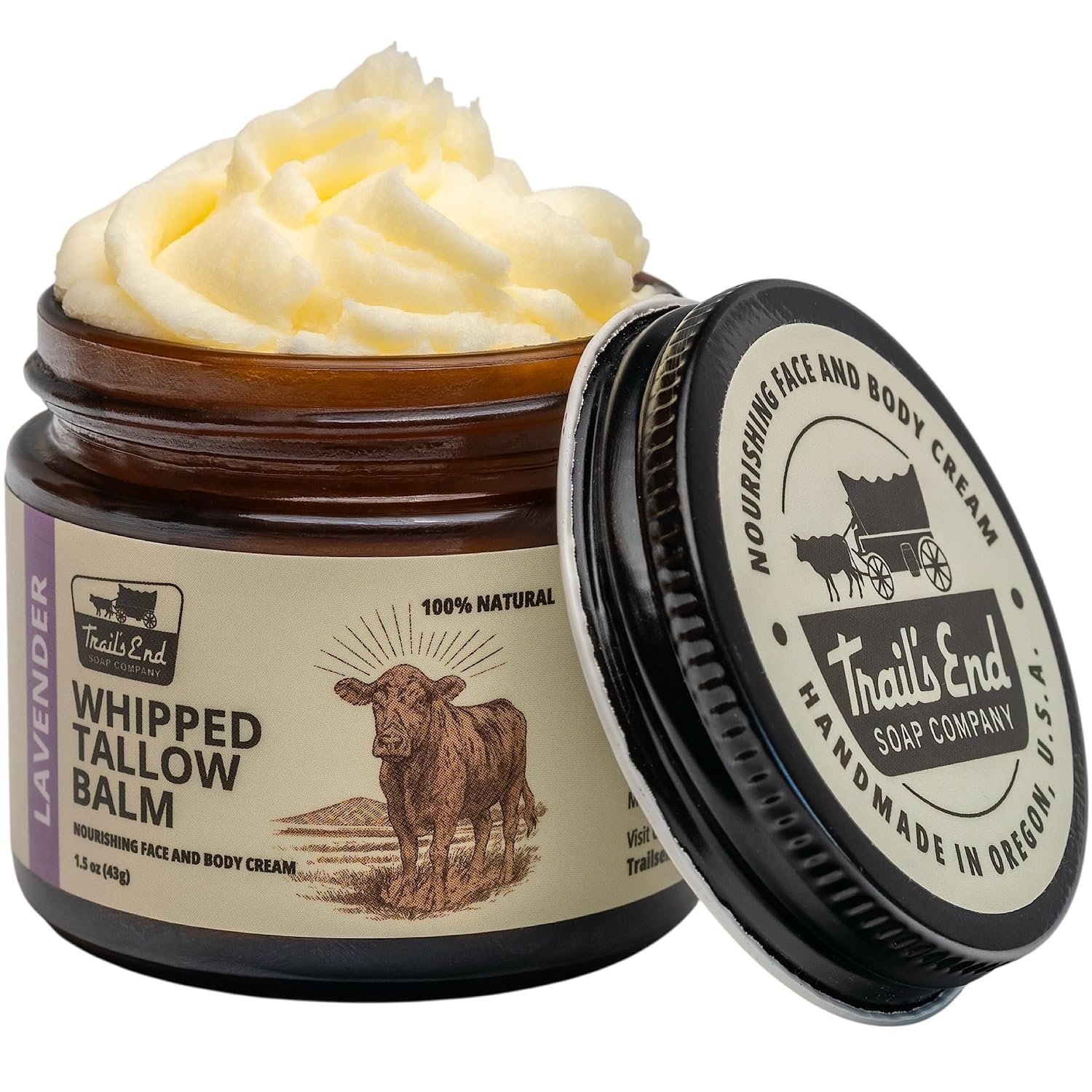 Handmade Whipped Tallow Balm - Lavender - Grass Fed & Finished - Infused Organic Jojoba oil - Natural Body Butter for Face, Body & Sensitive Skin (Eczema, Rosacea, Infant to Adult)