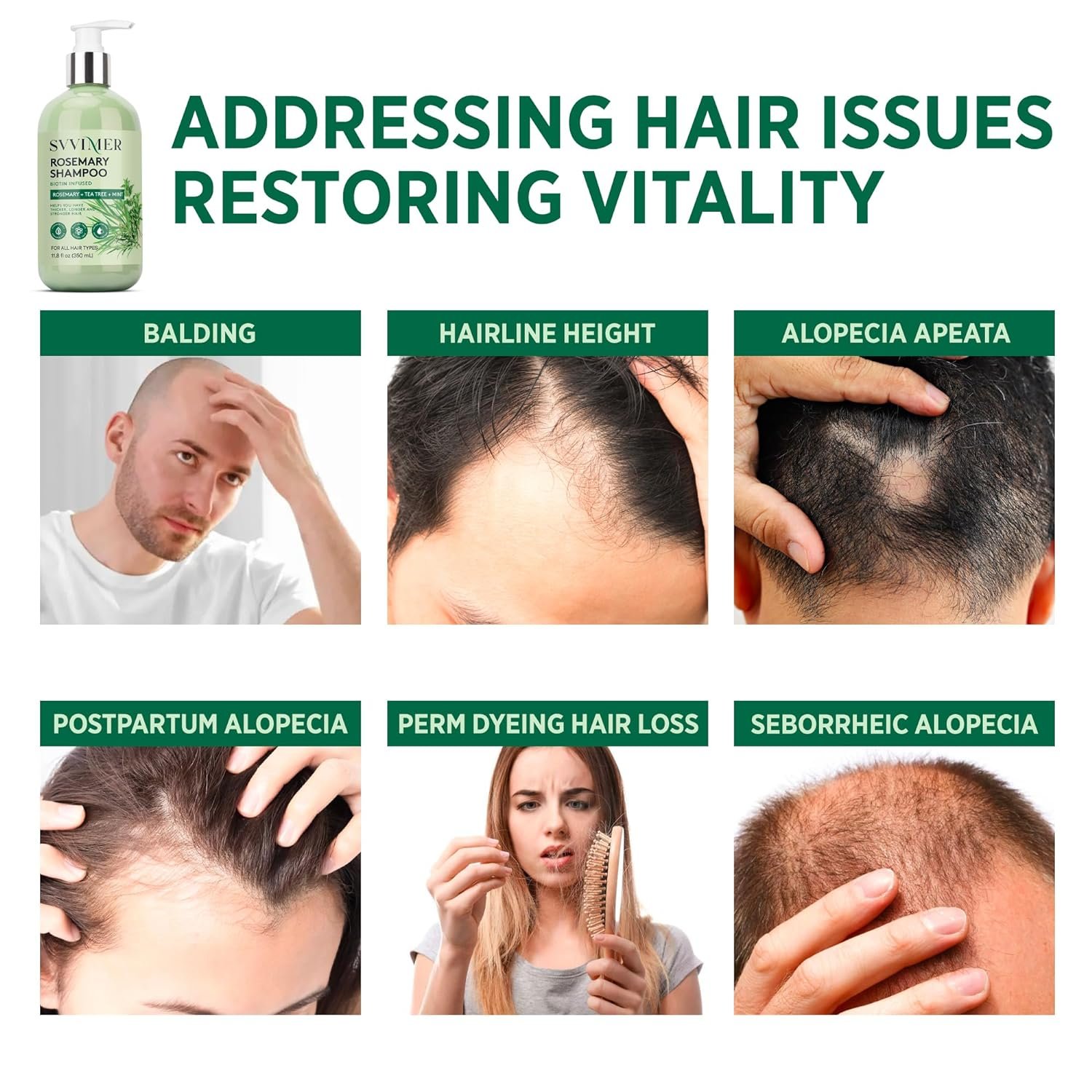Svvimer Rosemary Hair Thickening Shampoo: Thickening and Strengthening Formula for Men & Women - Volumizing Shampoo with Tea Tree Oil Biotin Mint - For Thinning Fine Hair 11.8 Fl Oz - Image 4
