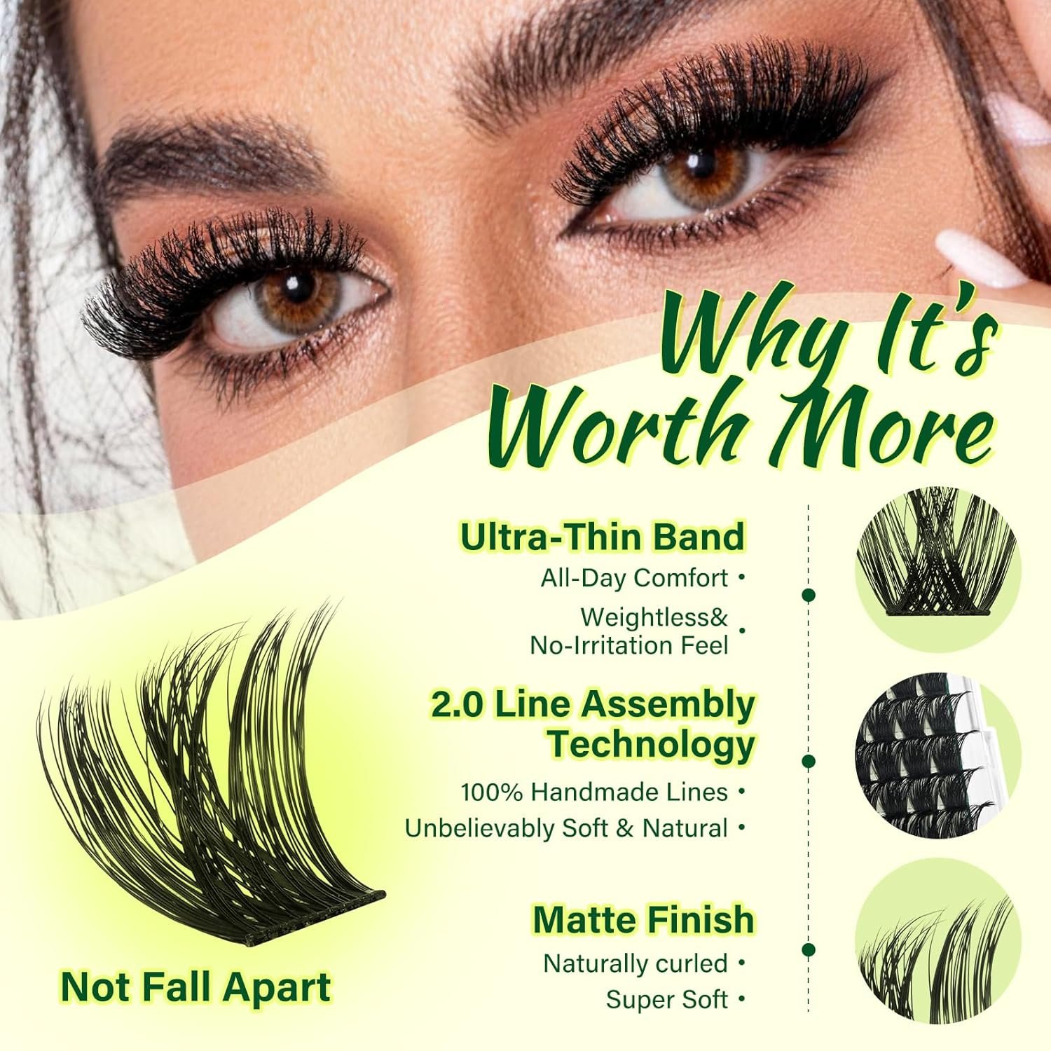 KEYYOU Lash Clusters Kit 144pcs Thick Volume D Curl Eyelash Clusters Lash Extension Kit with Mascara Brush Bond and Seal Glue Remover Applicators and Brush for DIY Lash Extensions (Y02) - Image 3