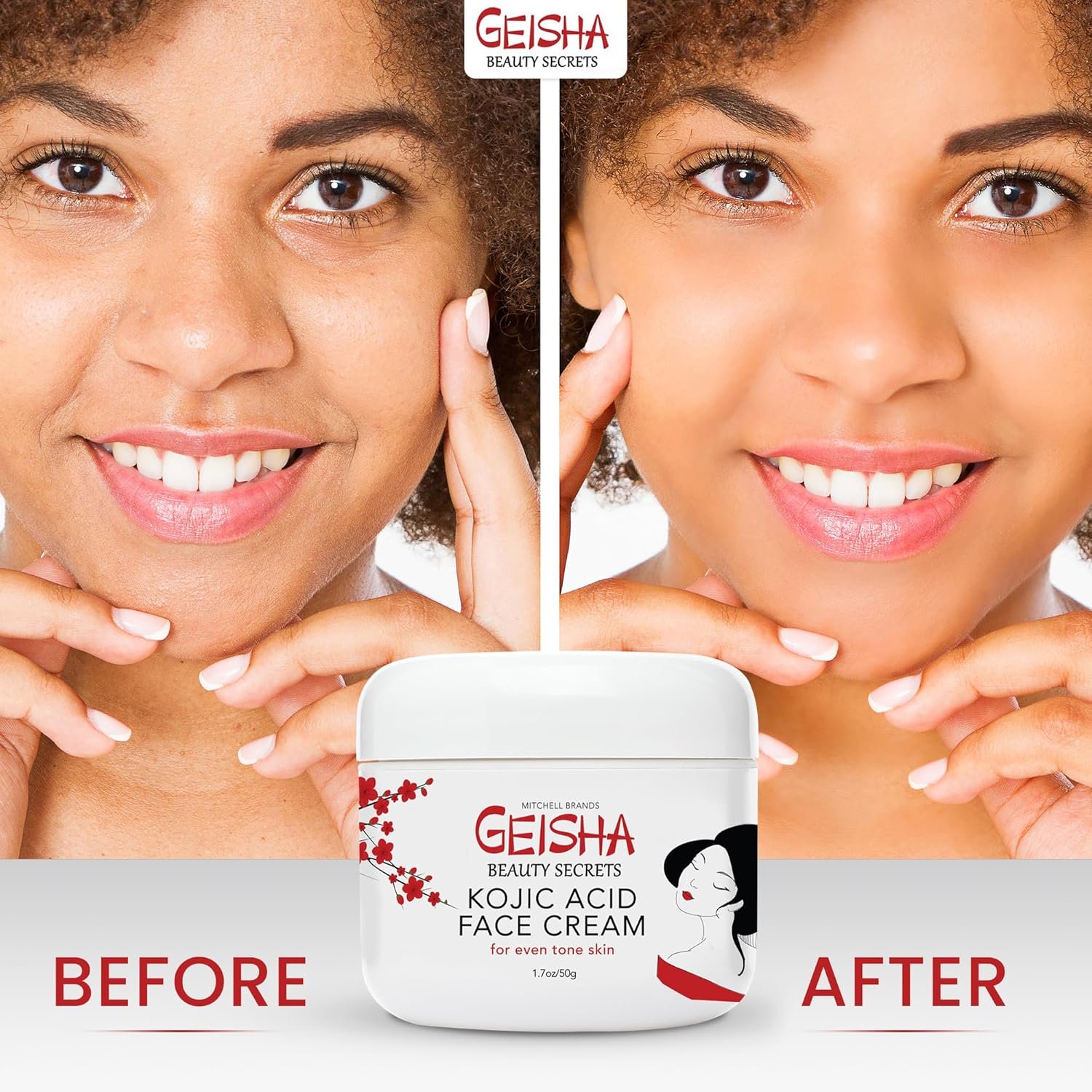 OMIC Geisha Kojic Acid Cream - 1.7 fl oz / 50 ml - Skin Brightening Cream for Face, Body, Hands - with Glycolic Acid - Image 7