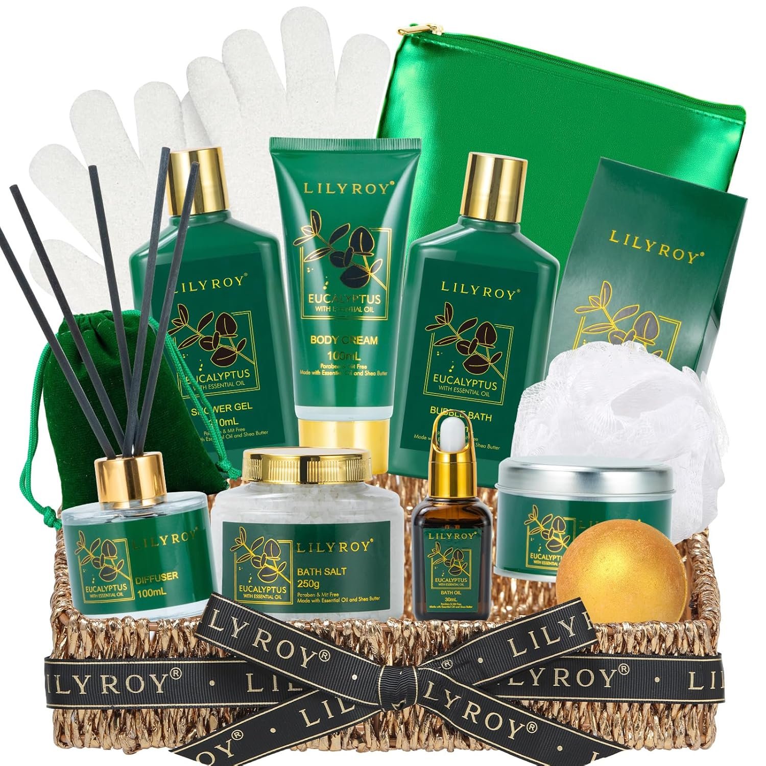 Fathers Day Gifts for Men, Gifts for Women, Birthday Gift, Spa Gift Baskets for Women - 15-Piece Premium Eucalyptus Bath Gift Set for Men - Spa Kit, Gift for Mothers Day, Christmas