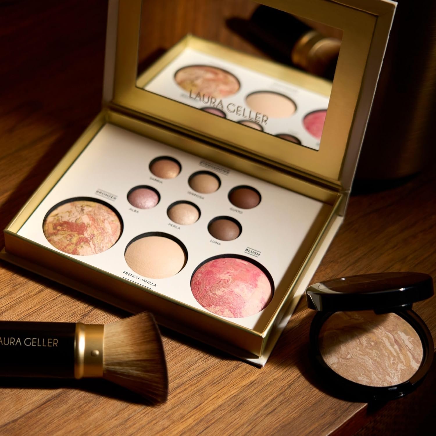 LAURA GELLER NEW YORK Baked Starter Kit- Baked Balance-n-Brighten, Light + Best of the Best Tuscan Dreams Face Palette + Retractable Angled Kabuki Brush - Image 9