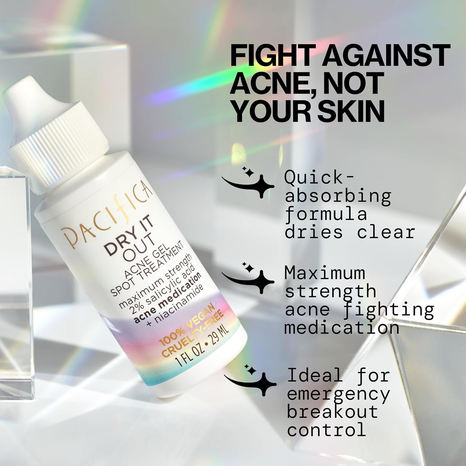 Pacifica Acne Spot Treatment & Pimple Cream – Dry It Out Gel with 2% Salicylic Acid, Witch Hazel, Niacinamide – Dries Blemishes Overnight, Fights Breakouts & Redness, For Teens & Adults, Vegan Clean - Image 3