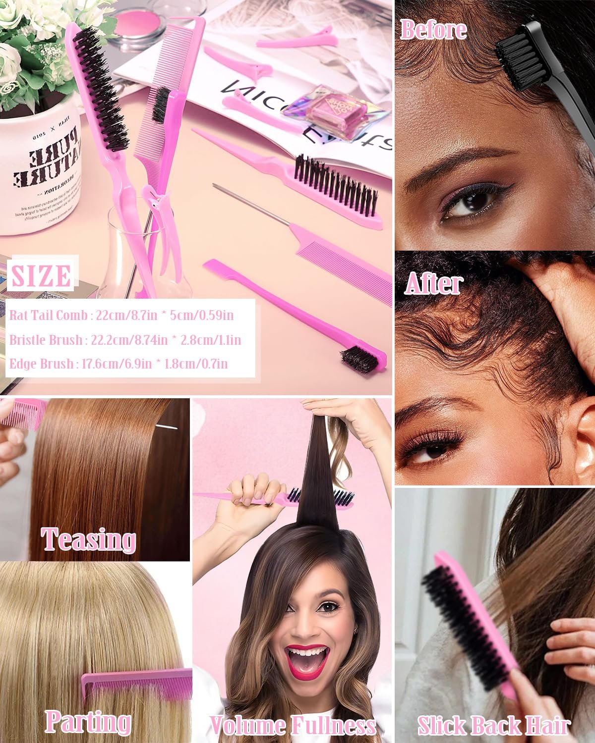 Hair Wax Stick & Slick Back Hair Brush – Frizz Control for Women & Kids, Non-Greasy & No Residue – Smooths Flyaways, Creates Sleek Ponytails & Buns – Styling Accessories & Teen Girl Gifts Trendy Stuff - Image 6
