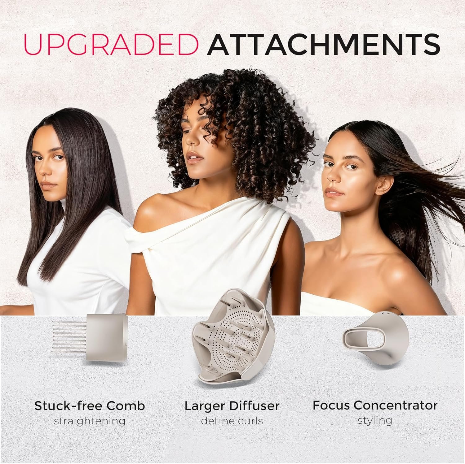 TYMO Diffuser Hair Dryer Blow Dryer - 300 Million Ionic Hairdryer with Diffuser & Comb Attachment for Curly Hair, Professional Blowdryer for Women, Cool Air Button, Small Travel Lightweight, Gold - Image 4