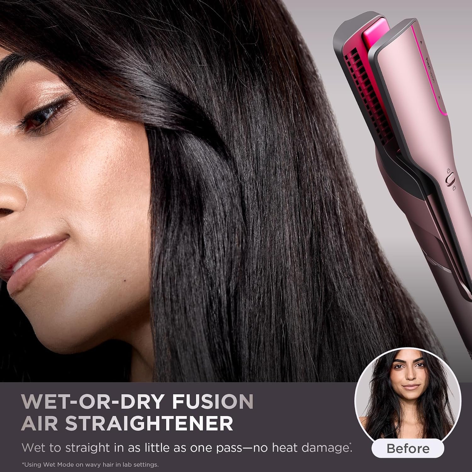 Shark FlexFusion Hair Straightener & Powerful Hair Dryer with Fusion Hair Brush, Ceramic Air Styler with Auto-Wrap Curlers & Concentrator, Ceramic Plates, Cosmic Blush HD641S - Image 4