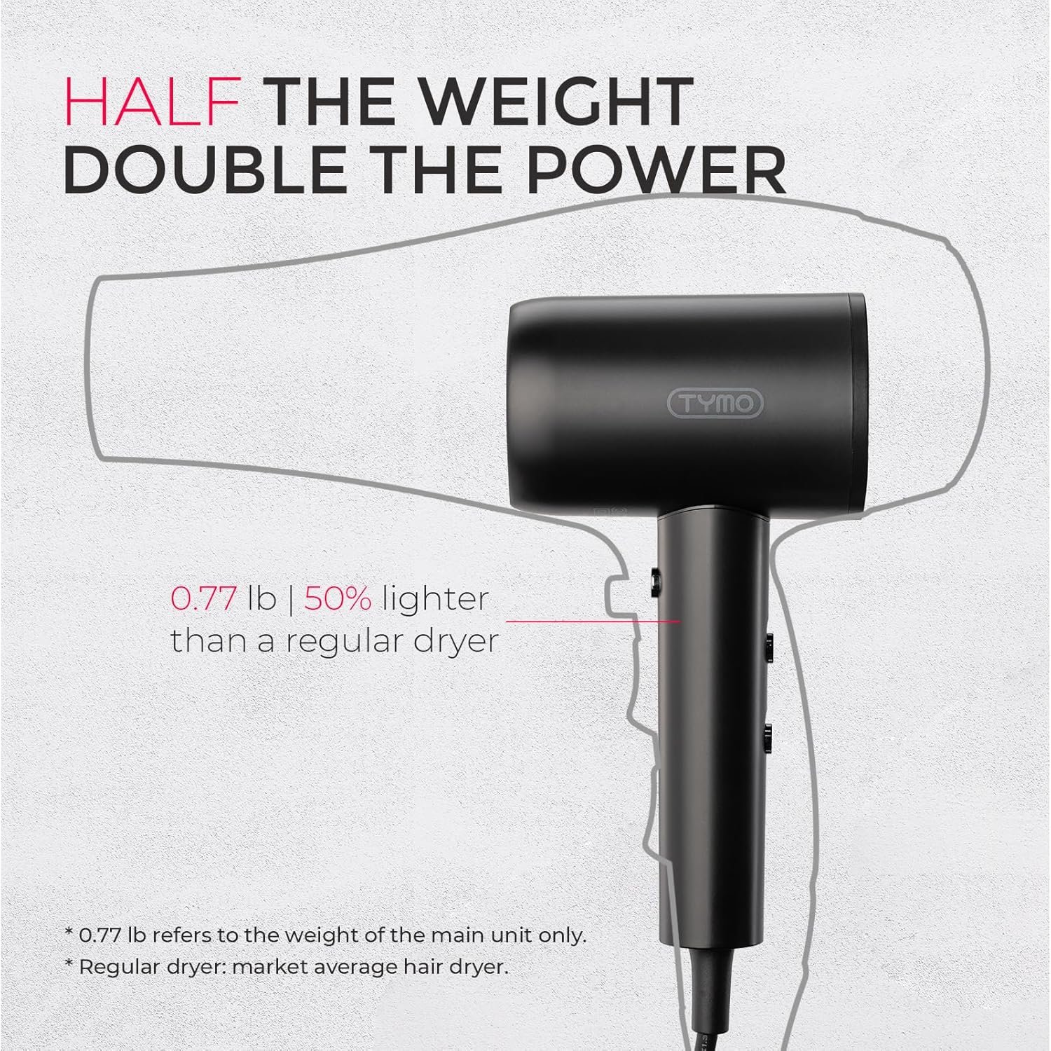 TYMO Diffuser Hair Dryer Blow Dryer - 300 Million Ionic Hairdryer with Diffuser & Comb Attachment for Curly Hair, Professional Blowdryer for Women, Cool Air Button, Small Travel Lightweight, Black - Image 5
