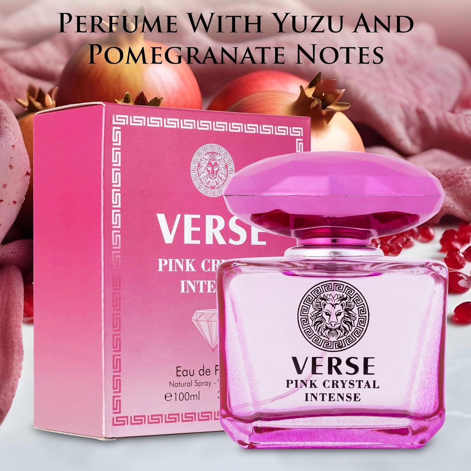 Verse Pink Crystal Intense for Women 3.4 fl Oz - Fruity & Floral Scents of Raspberry, Peony, Magnolia & Lotus Flowers - Base Notes of Amber, Vibrant Musk & Deep Mahogany Wood - Elegant 100ml Bottle - Image 4