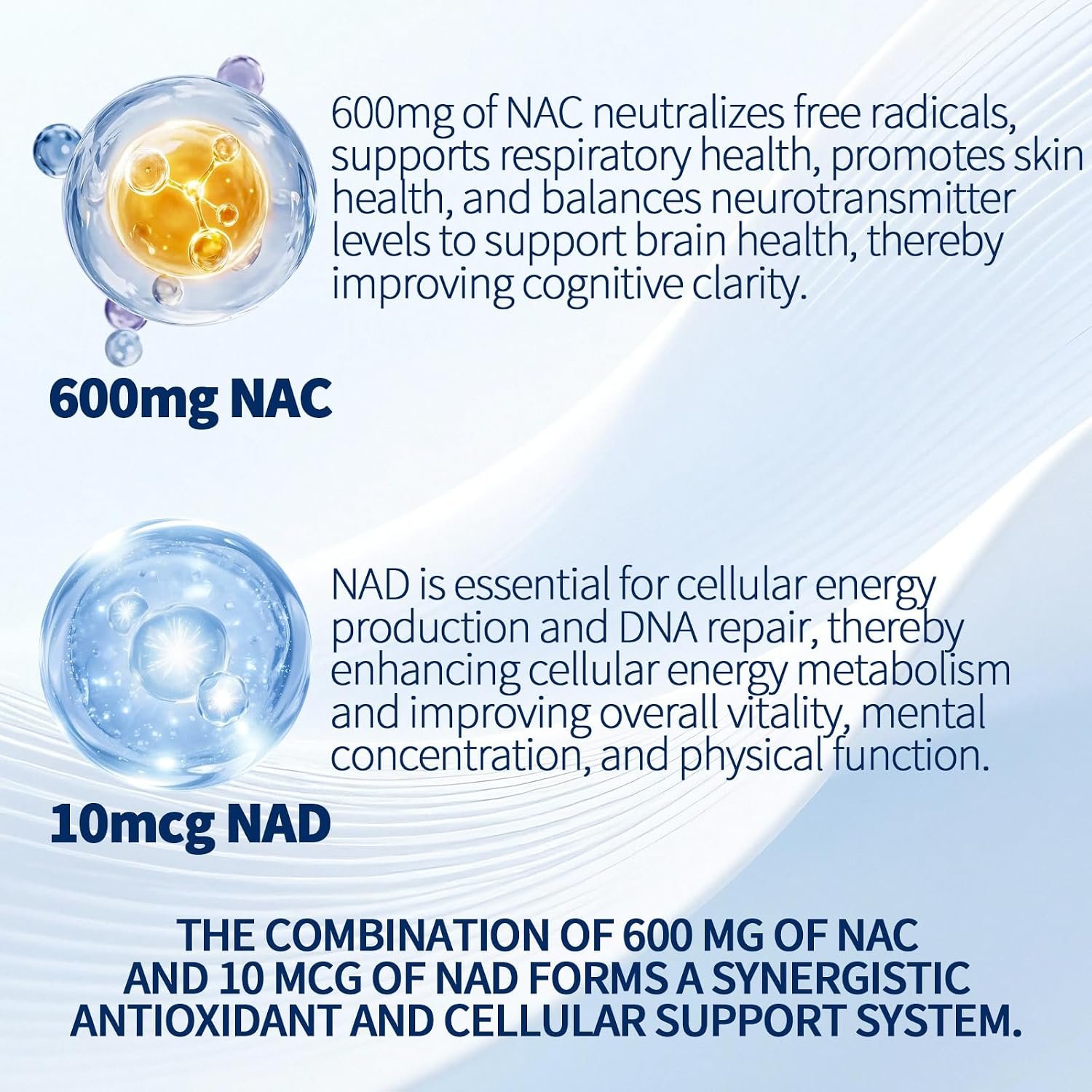 NAC 600mg Non-GMO, Gluten Free,Organic NAC Supplement N-Acetyl Cysteine Capsules with NAD+ for Cellular & Lung Health, 300 Softgels - Image 2