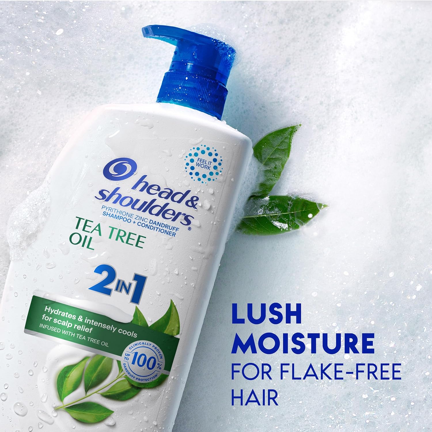 Head & Shoulders Anti-Dandruff Shampoo and Conditioner with 1% Pyrithione Zinc, Tea Tree Oil 2-in-1 Twin Pack, Tea Tree Shampoo with Cooling, Refreshed Scalp, 32.1 fl oz Each - Image 6