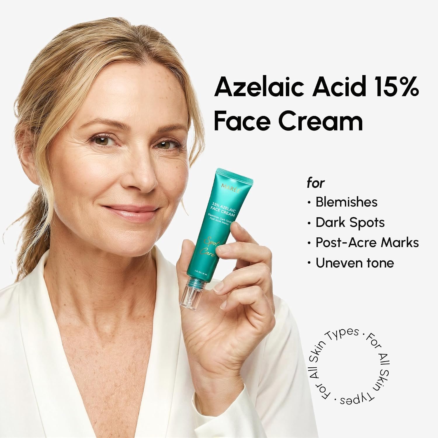 MAREE Azelaic Acid Face Cream – Azelaic Acid Treatment with Niacinamide & Salicylic Acid – Dark Spot Corrector for Face, Redness Relief, Smooth Even Skin Tone – Acido Azelaico for Acne Prone Skin - Image 2