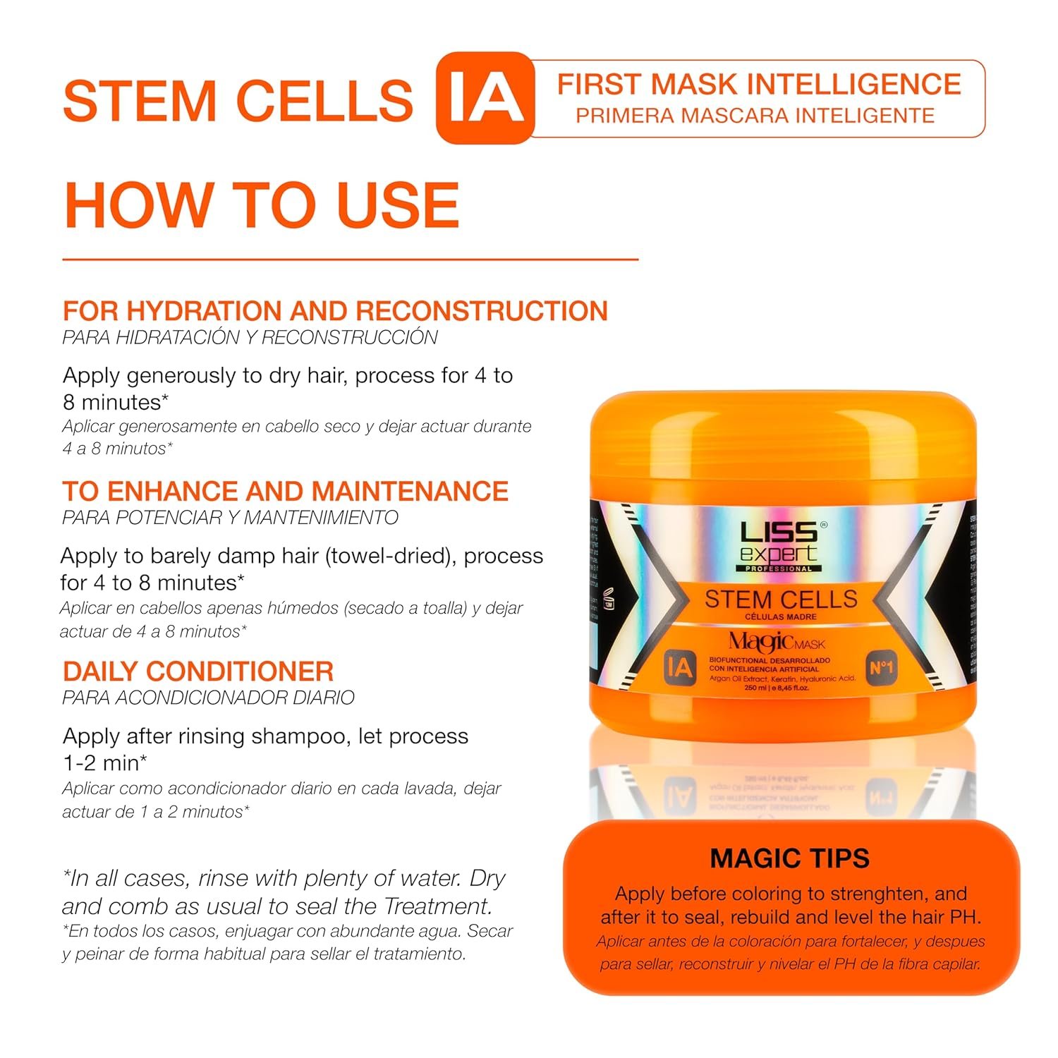 Liss Expert Professional Stem Cells Hair MAGIC Post -Care Set, Shampoo, Conditioner, Magic AI Mask, Serum and Oil Treatment, 5 Pieces - Image 3