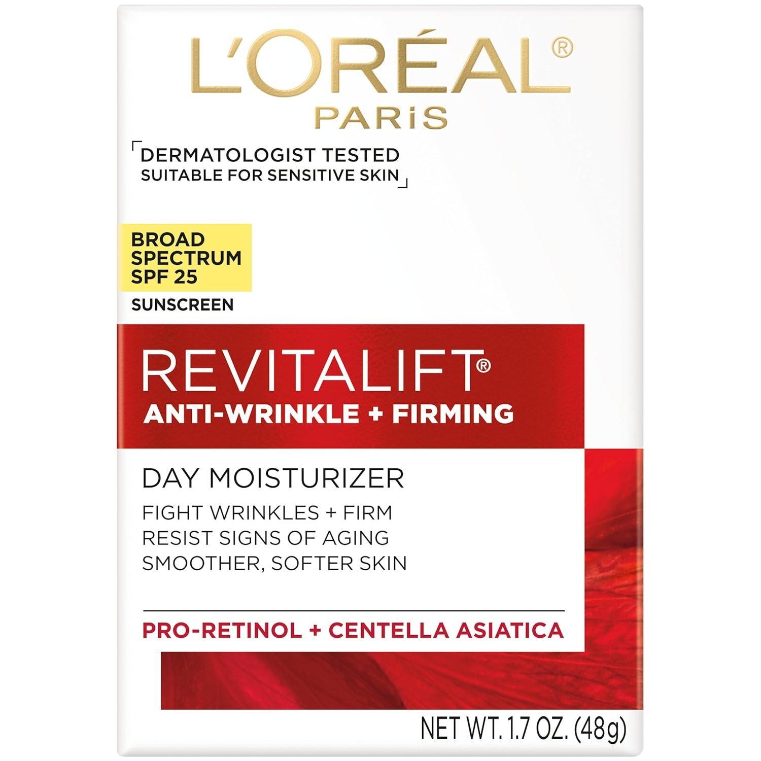 L'Oréal Paris Revitalift Anti-Wrinkle and Firming Face Moisturizer with SPF 25, Pro-Retinol and Centella Asiatica, Paraben Free, 1.7 oz (Packaging may vary) - Image 2