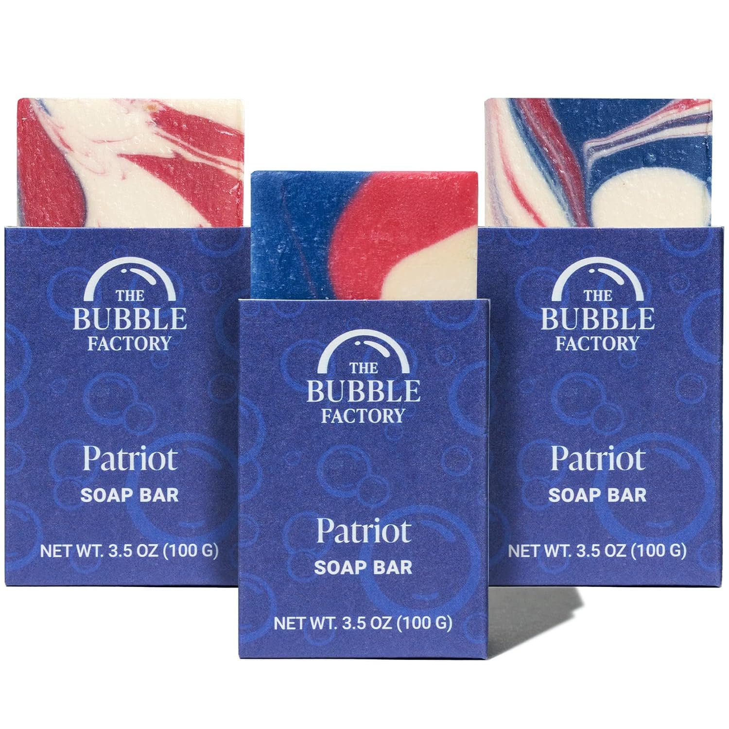Handmade Natural Bath & Body Soap Bar, Vegan, All-Natural, Palm Oil Free, Made in USA with Shea Butter + Essential Oils, Patriot, 3 Bars