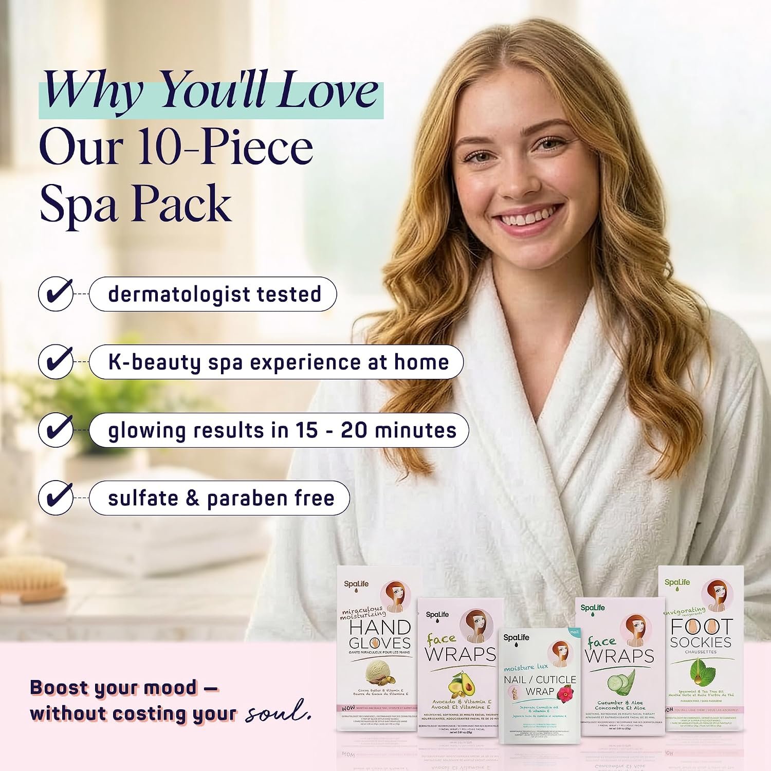 SpaLife 10 Piece Korean Face Mask & Moisturizing Hand Gloves Set | Foot Mask Socks for Dry Cracked Hands & Feet | Korean Skincare Cuticle Repair Mask Women | Self Care Gifts for Women | 10 Pack - Image 8
