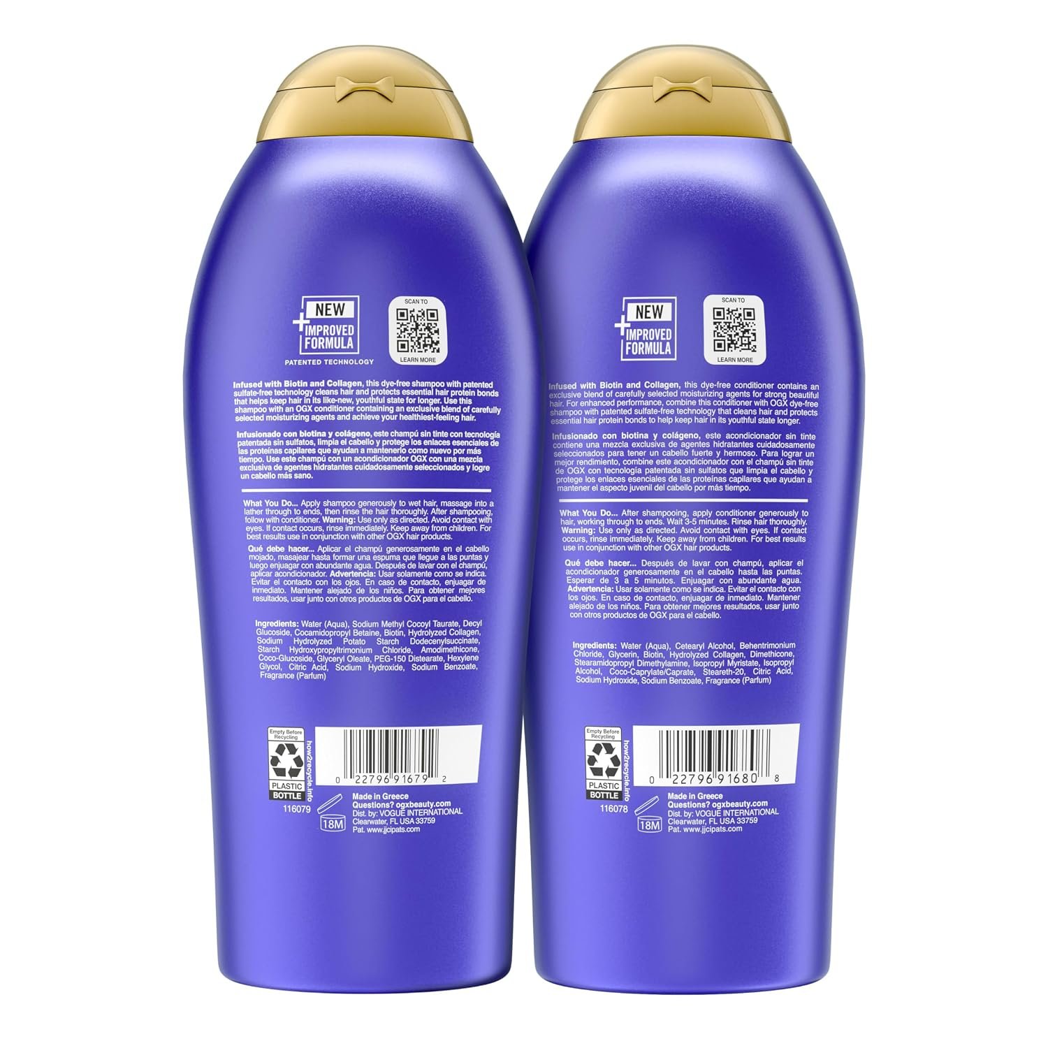 OGX Shampoo and Conditioner Set, Thick and Full + Biotin and Collagen, Purple, Helps Thicken and Texturize Hair, Ideal for Flat to Medium Volume Hair, 25.4 FL OZ, 2 Pack - Image 7