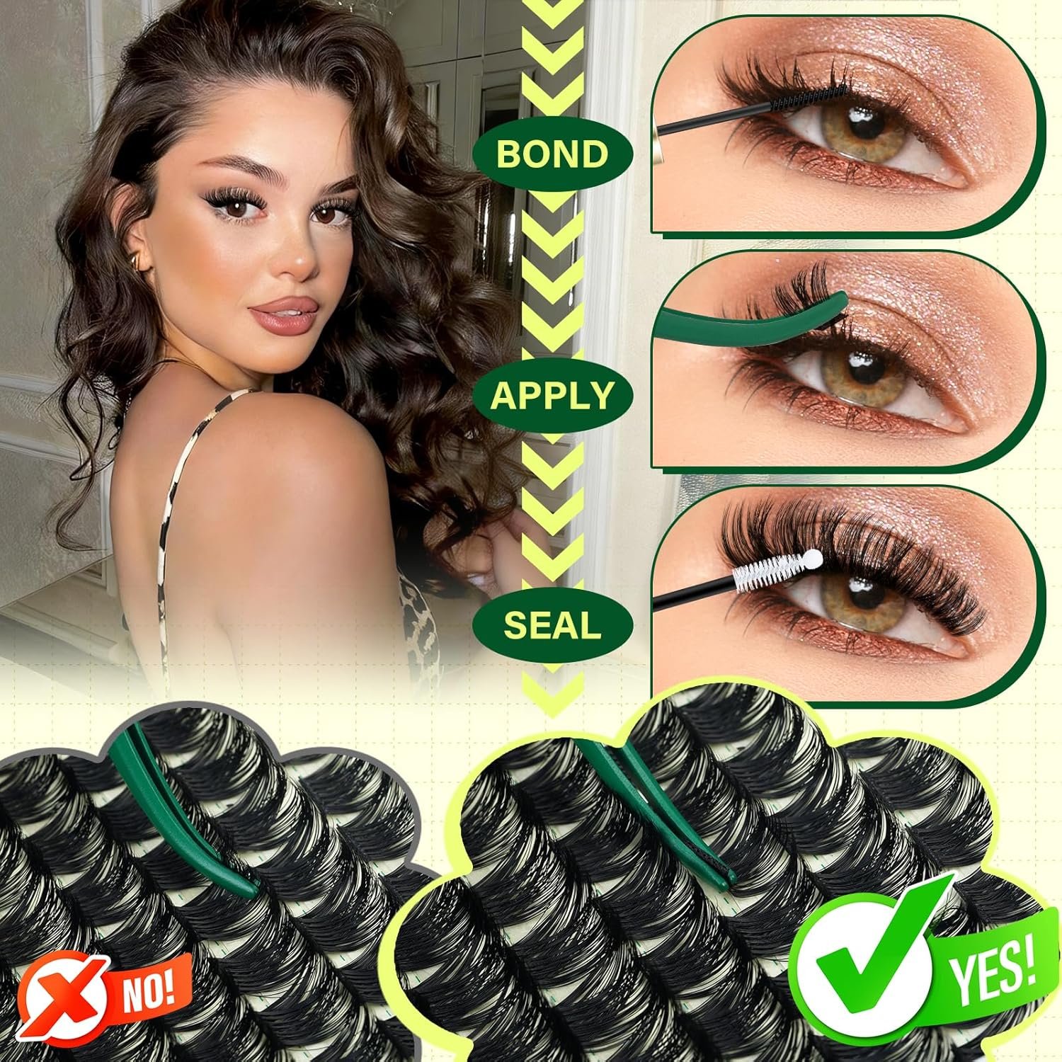 KEYYOU Lash Clusters Kit 144pcs Thick Volume D Curl Eyelash Clusters Lash Extension Kit with Mascara Brush Bond and Seal Glue Remover Applicators and Brush for DIY Lash Extensions (Y02) - Image 8