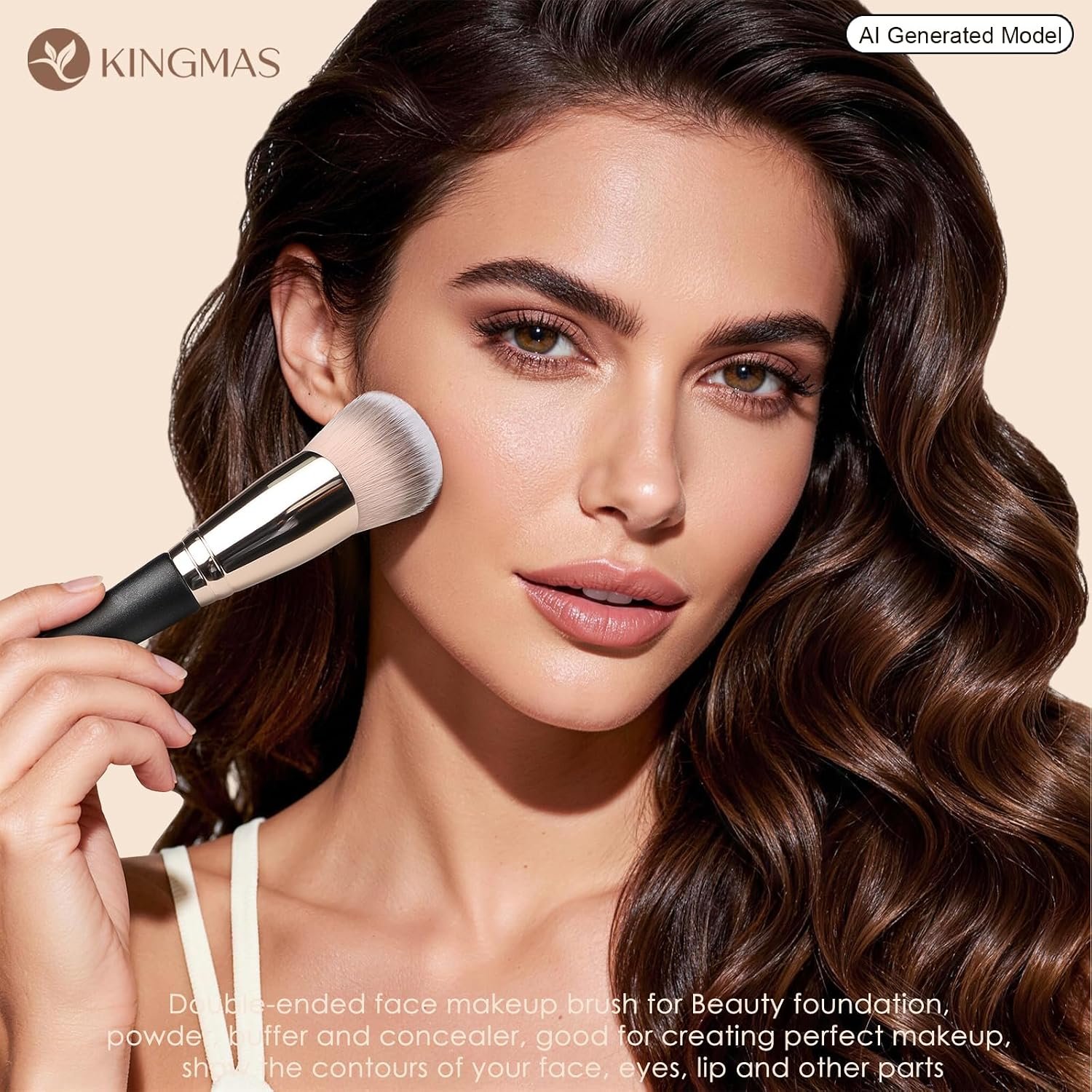 KINGMAS Foundation Concealer Brushes, 2PCS Premium Dual Ended Makeup Brush Set for Powder and Liquid Contour Blending Bronzer Concealer Cream Blush Brush - Image 4