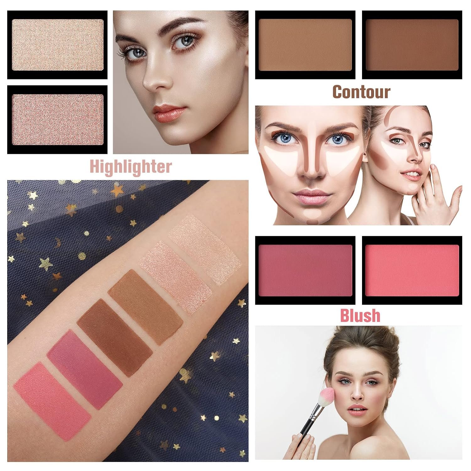 UCANBE Pretty All Set Eyeshadow Palette Pro 86 Colors Makeup Kit Matte Shimmer Eye Shadow Highlighters Contour Blush Powder All In One Makeup Pallet Holiday Christmas Valentine's Day Gift Set - Image 4