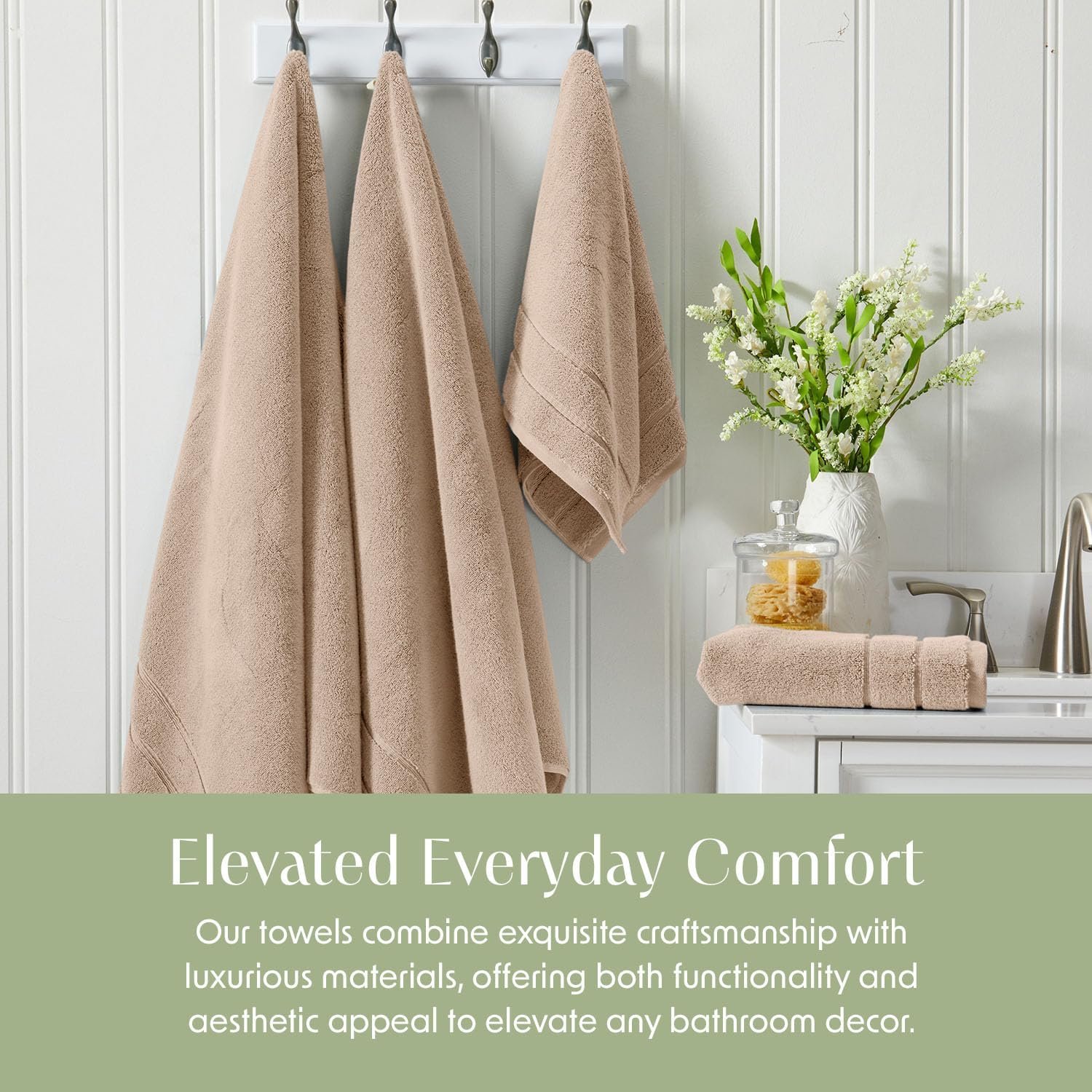 Springtree Home Luxury Turkish Cotton Bath Towels | 100% Turkish Cotton | Premium Bath Towels | Ultra Soft Thick Plush & Highly Absorbent | Luxury Hotel & Spa Quality Bathroom Towels | Cobblestone - Image 8