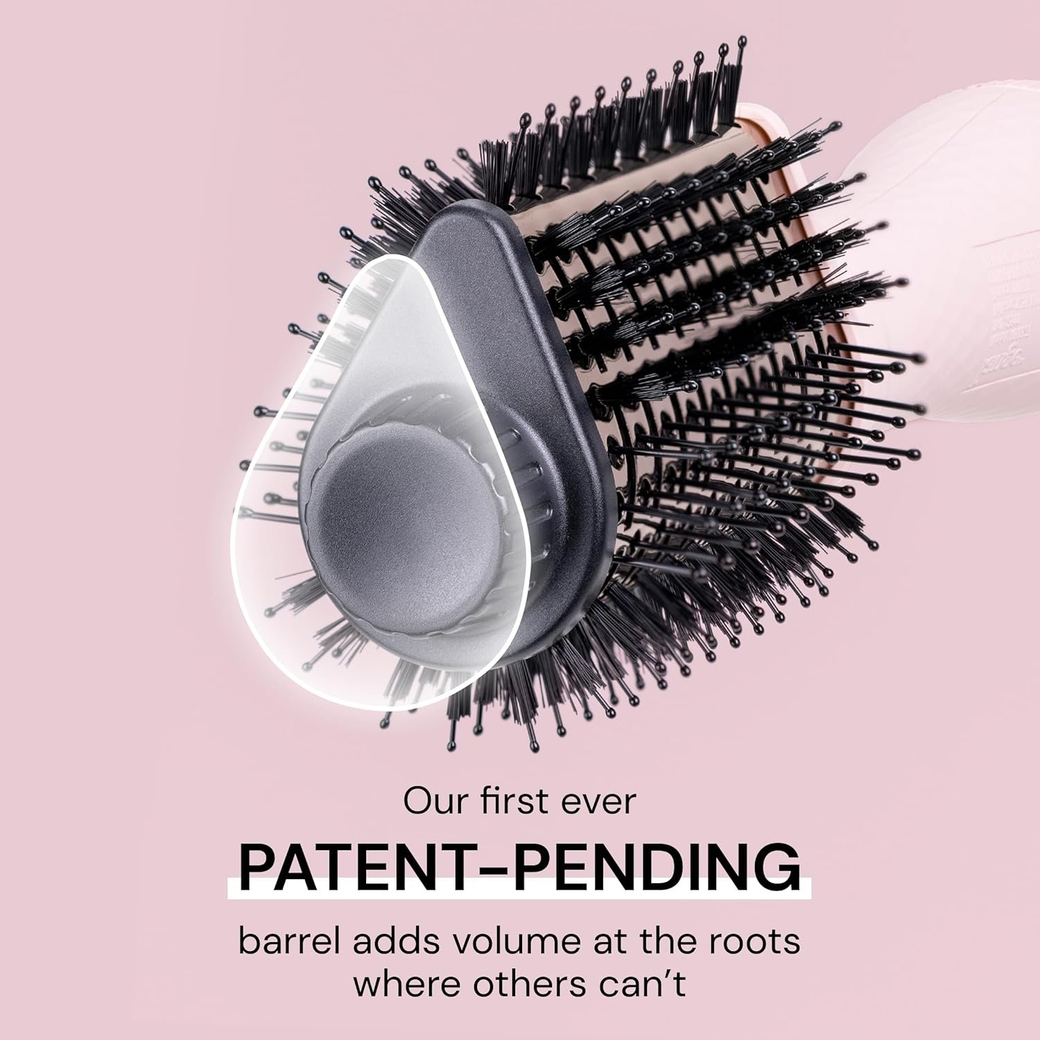 L'ANGE HAIR Le Volume Elevé 65MM 2-in-1 Titanium Brush Dryer | Dry and Style | Unique Teardrop Shape Barrel | 3 Heat Settings | 360° Vented Airflow | Ionic Technology for Frizz-Free Styling (Blush) - Image 7
