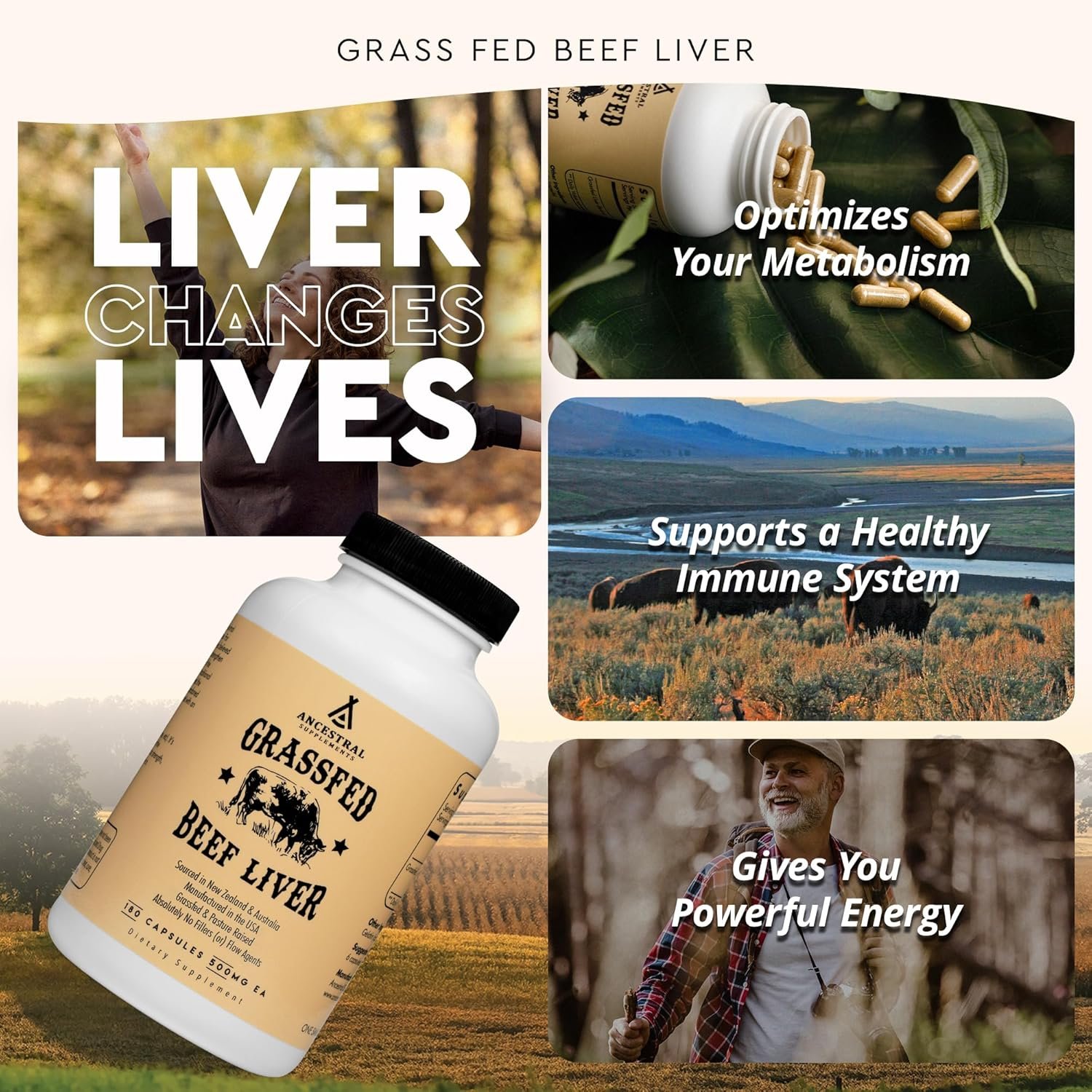 Ancestral Supplements Grass Fed Beef Liver 180 Capsules, Supports Energy Production, Detoxification, Digestion, Immunity and Full Body Wellness, Non-GMO, Freeze Dried Liver Health Supplement - Image 8