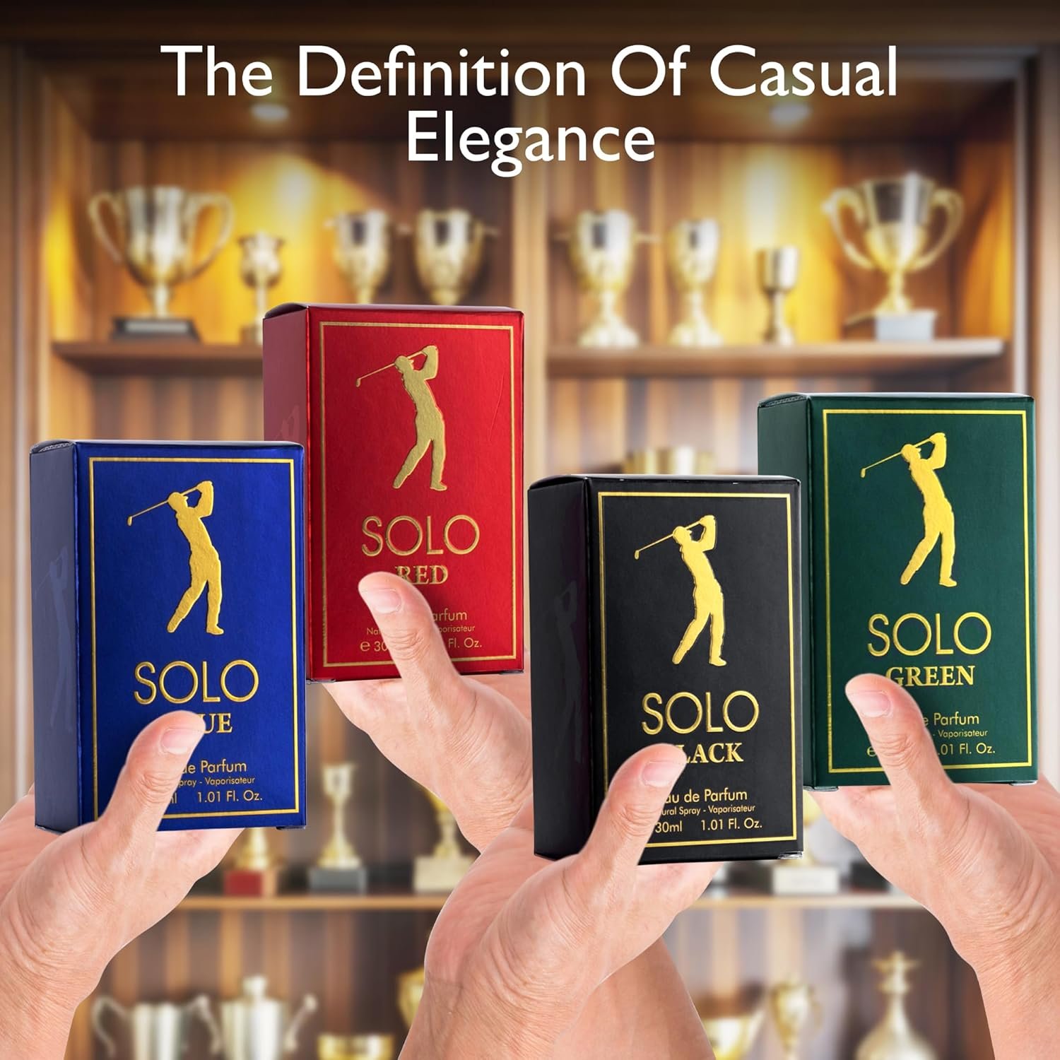 NovoGlow Solo 4-Piece Mini Fragrance Set for Men EDP - Solo Red, Blue, Black & Green - Combination of Woody, Citrus & Spicy Scents - Suitable For All Skin Types - Free of Paraben Each in 30ml Bottle - Image 6