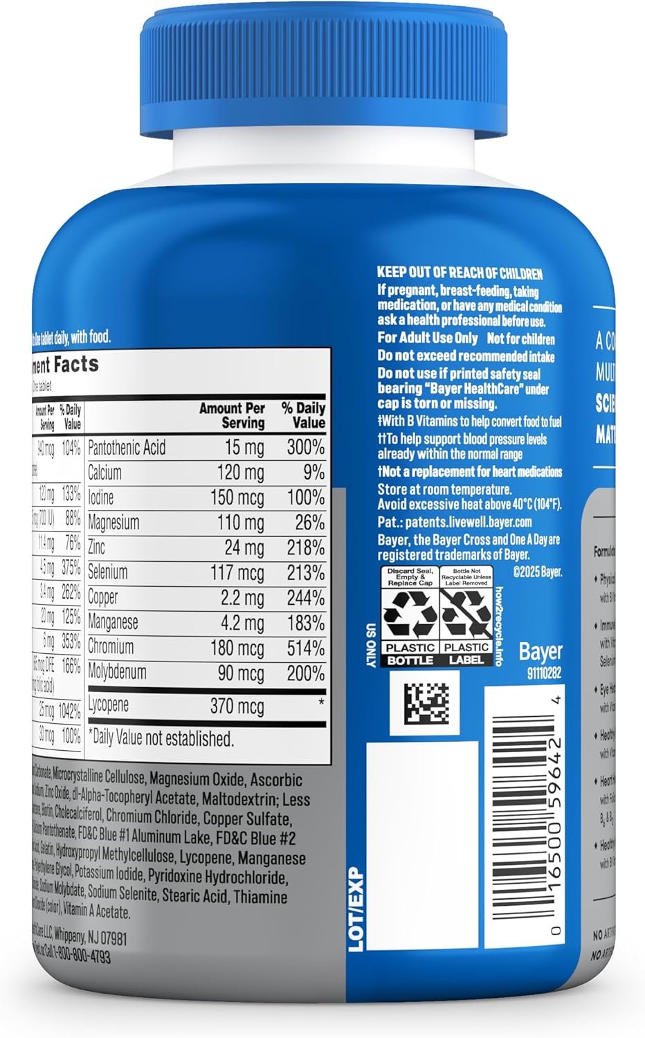 One A Day Men’s 50+ Healthy Advantage Multivitamin, Multivitamin for Men with Vitamins A, C, E, B6, B12, Calcium and Vitamin D, Tablet, 200 Count (Pack of 1) - Image 8