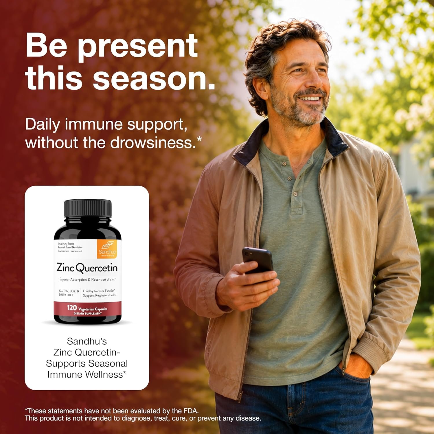 Sandhu's Zinc Quercetin 120 Vegetarian Capsules (Pack of 1) | High Absorption Zink Supplements for Immunity and Seasonal Allergy | Antioxidant Immune Support for Men and Women | Easy to Swallow - Image 6