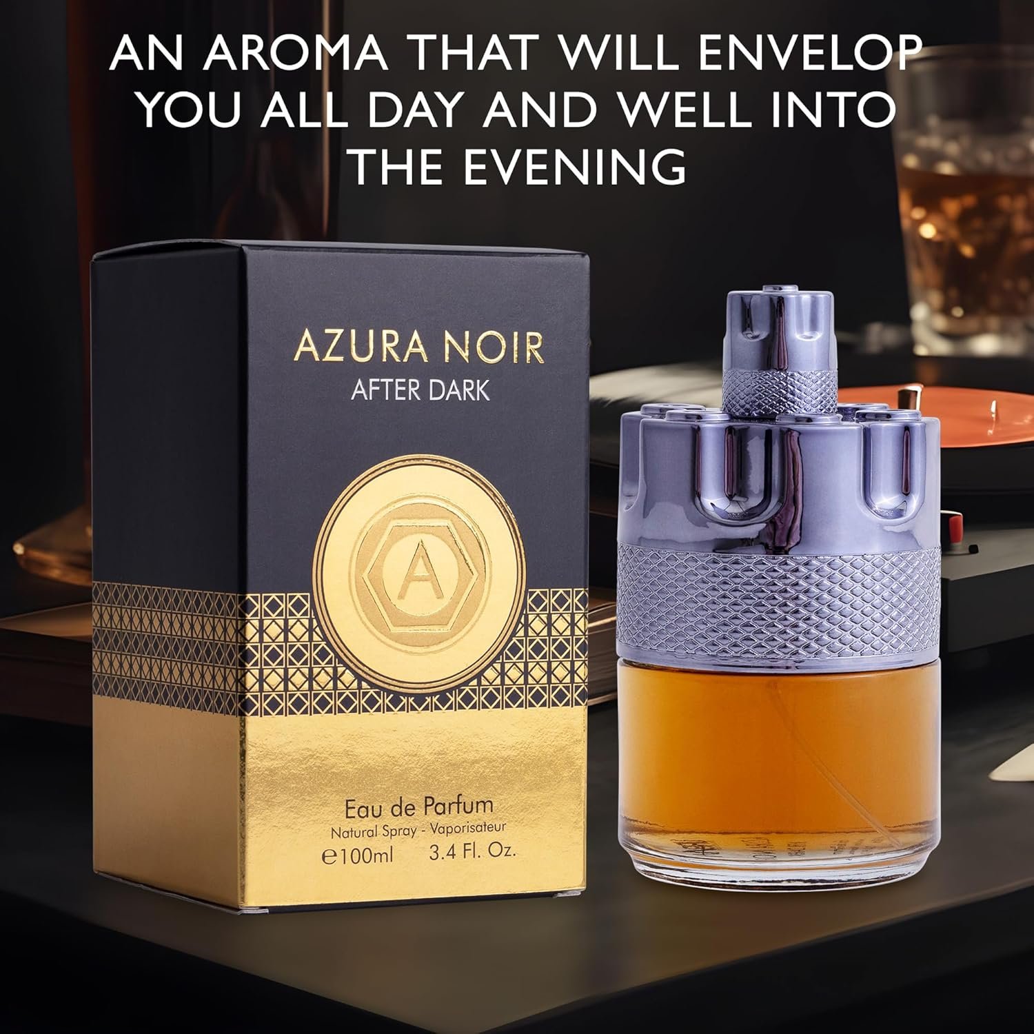 Azura Noir After Dark Eau De Parfum for Men - Woody Spicy Fragrance - Long-Lasting Cologne Choice For Daily Wear - Top Notes of Lemon, Mandarin Orange, Lavender 7 Cinnamon - Elegant 100ml Bottle - Image 4
