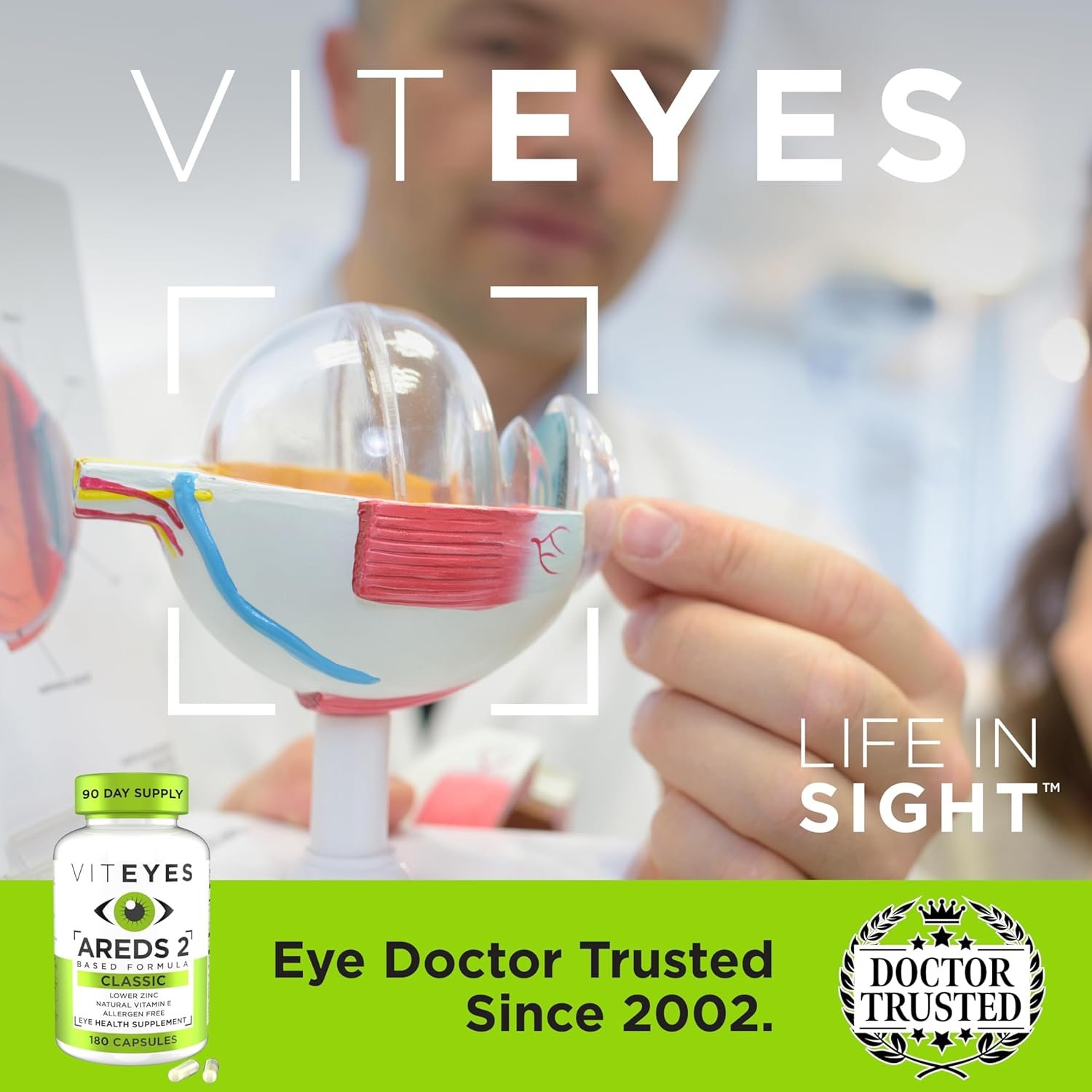 Viteyes AREDS 2 Eye Vitamins, Classic Macular Support, Allergen Free Capsules, with Natural Vitamin E, Vitamin C, Zinc, Copper, Lutein & Zeaxanthin, Eye Doctor Trusted, Manufactured in The USA, 180 Ct - Image 8